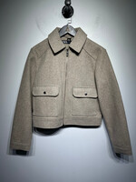 Zara Tan Crop Zip Blouson Fem M