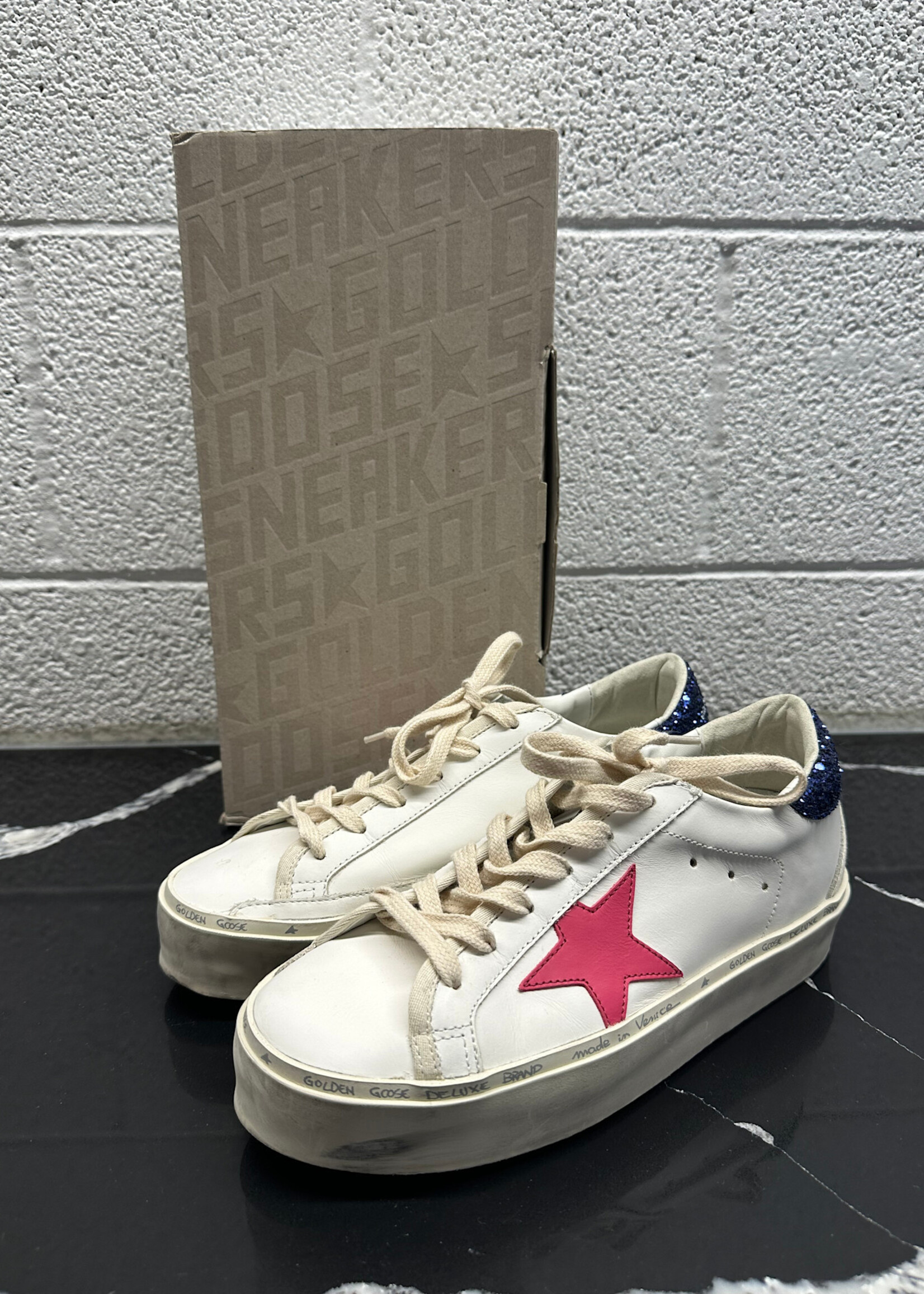 GOLDEN GOOSE WHITE/ PINK STAR SHOES
