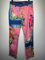 Versace Blue/Pink Vessel Print Pants Fem 30