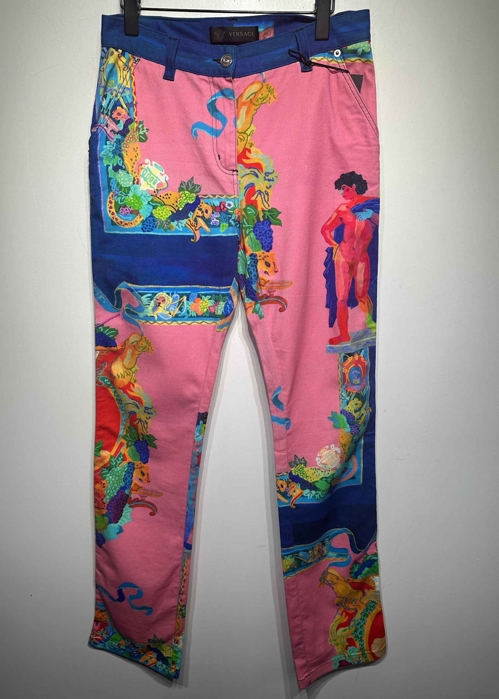 Versace Blue/Pink Vessel Print Pants Fem 30