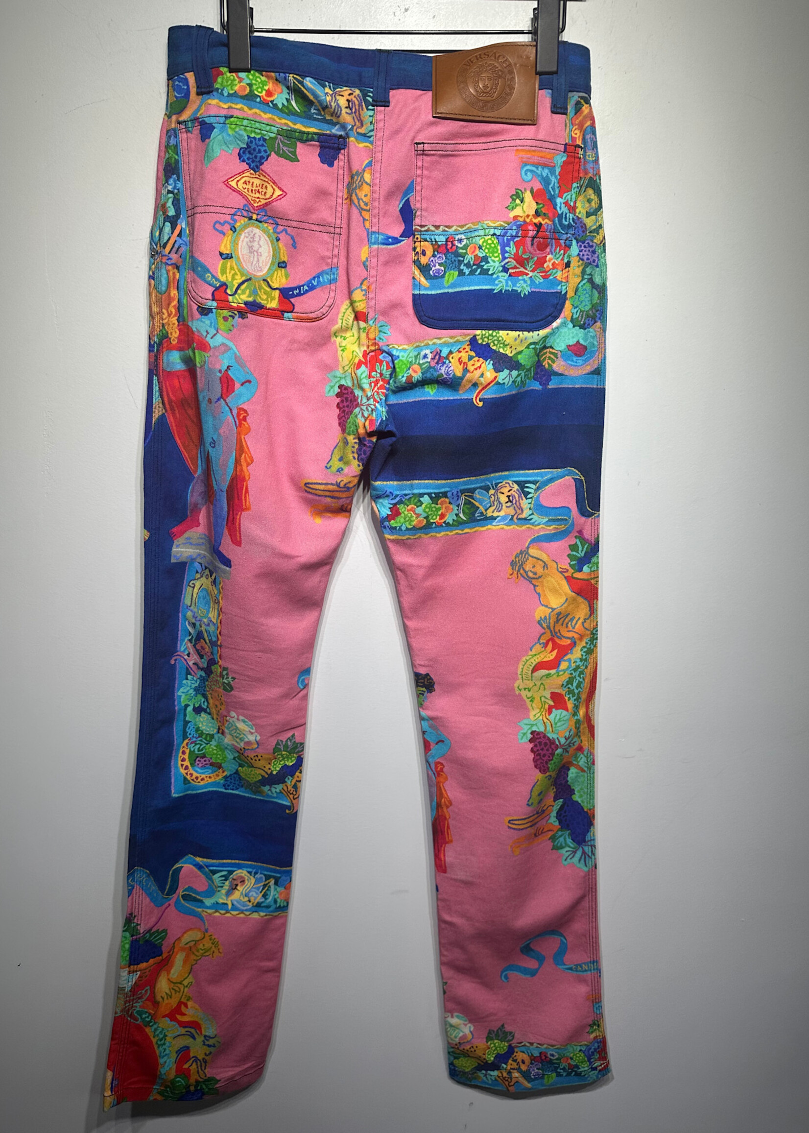 Versace Blue/Pink Vessel Print Pants Fem 30