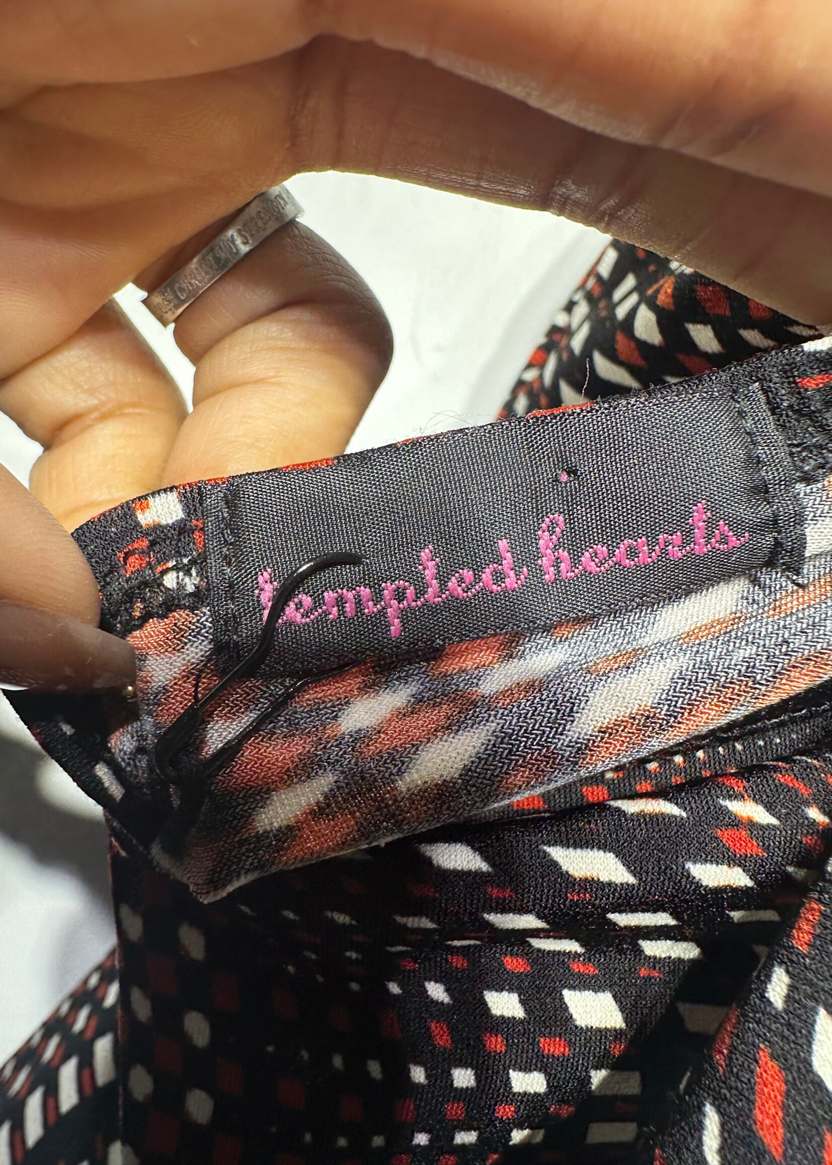 Tempted Hearts Y2K Red Black Halter Dress S