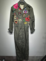 Vintage Patched Flight Suit Masc S/Fem M