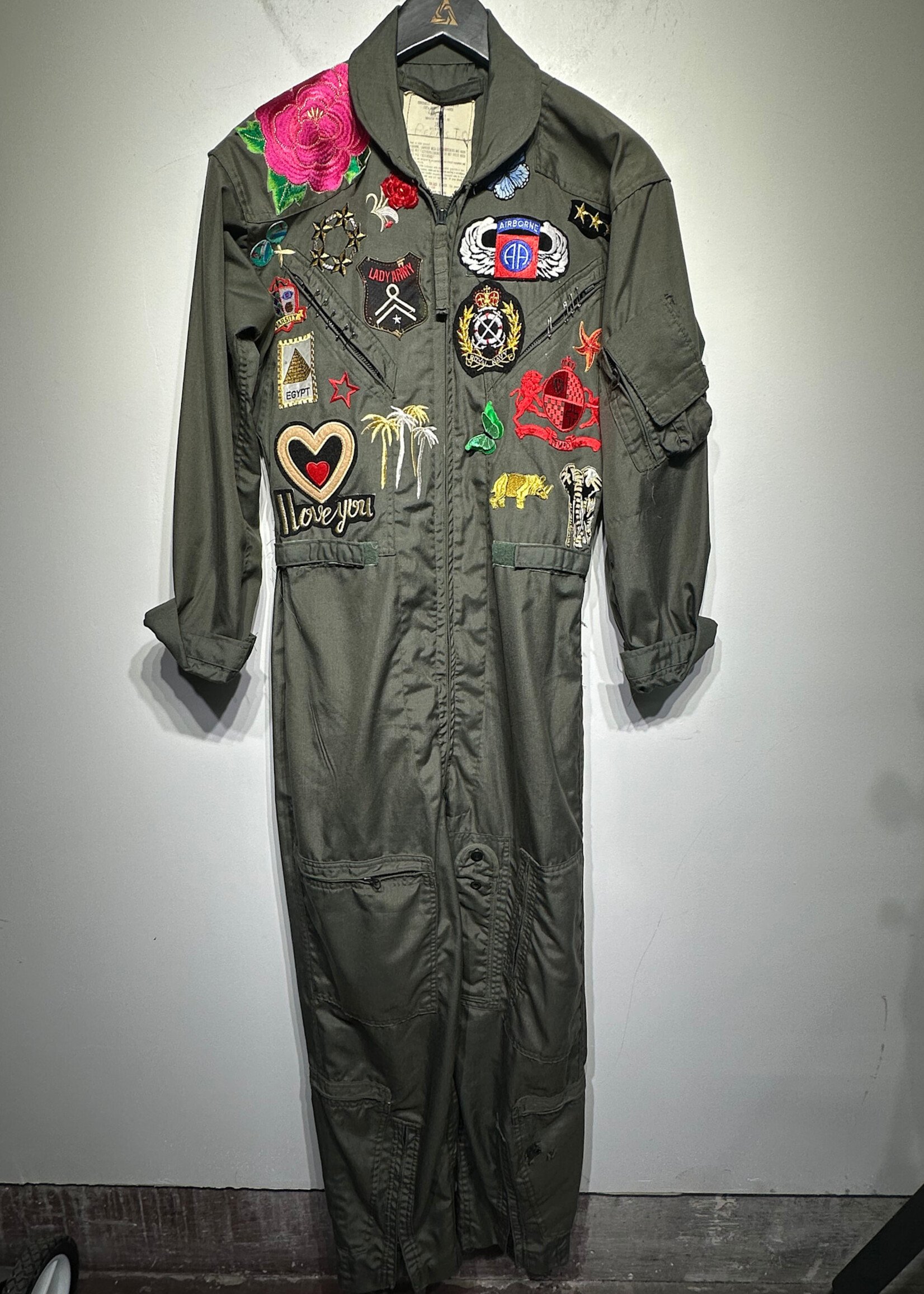 Vintage Patched Flight Suit Masc S/Fem M