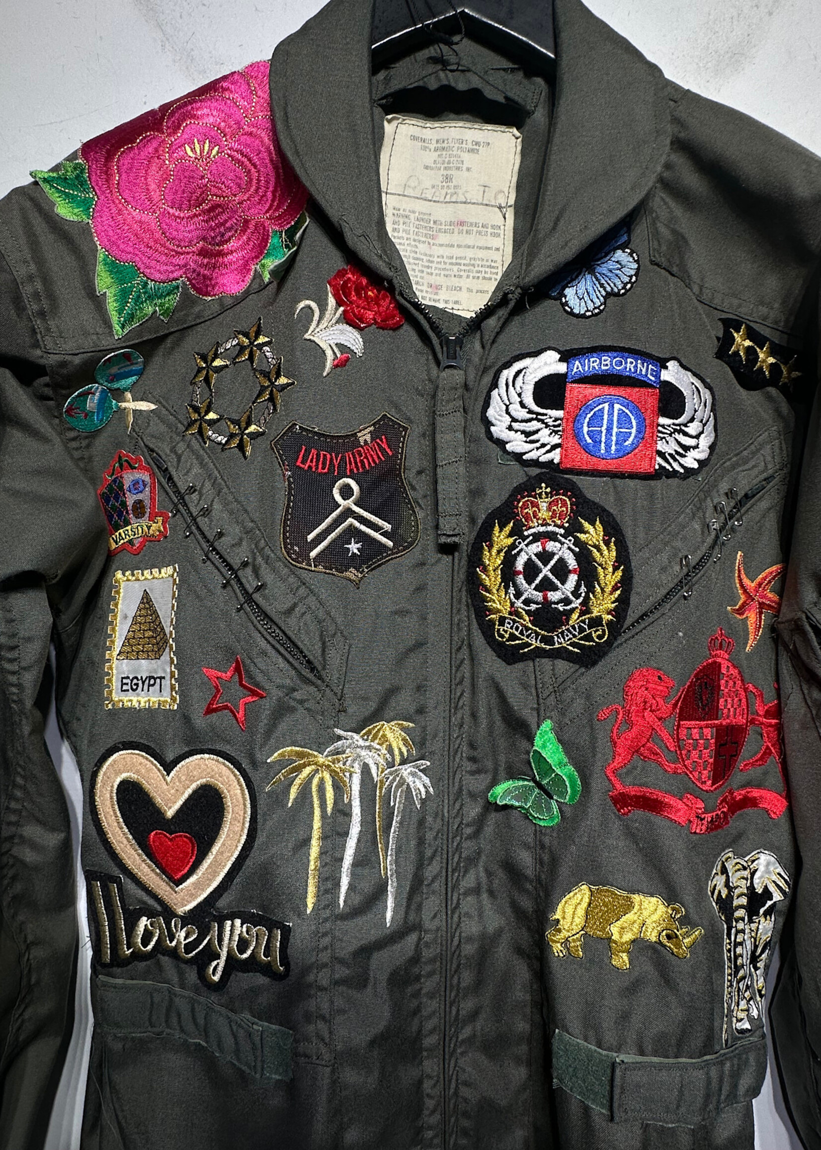 Vintage Patched Flight Suit Masc S/Fem M