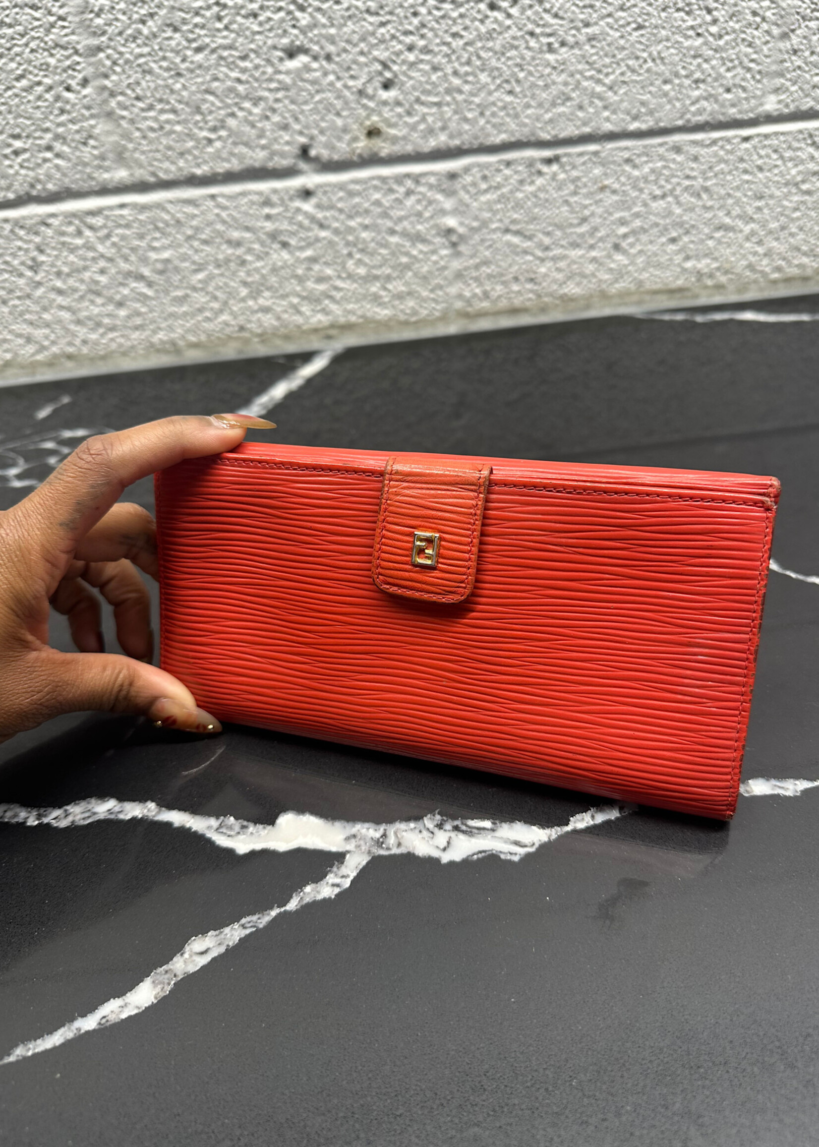 Vintage Fendi Red Epi Wallet