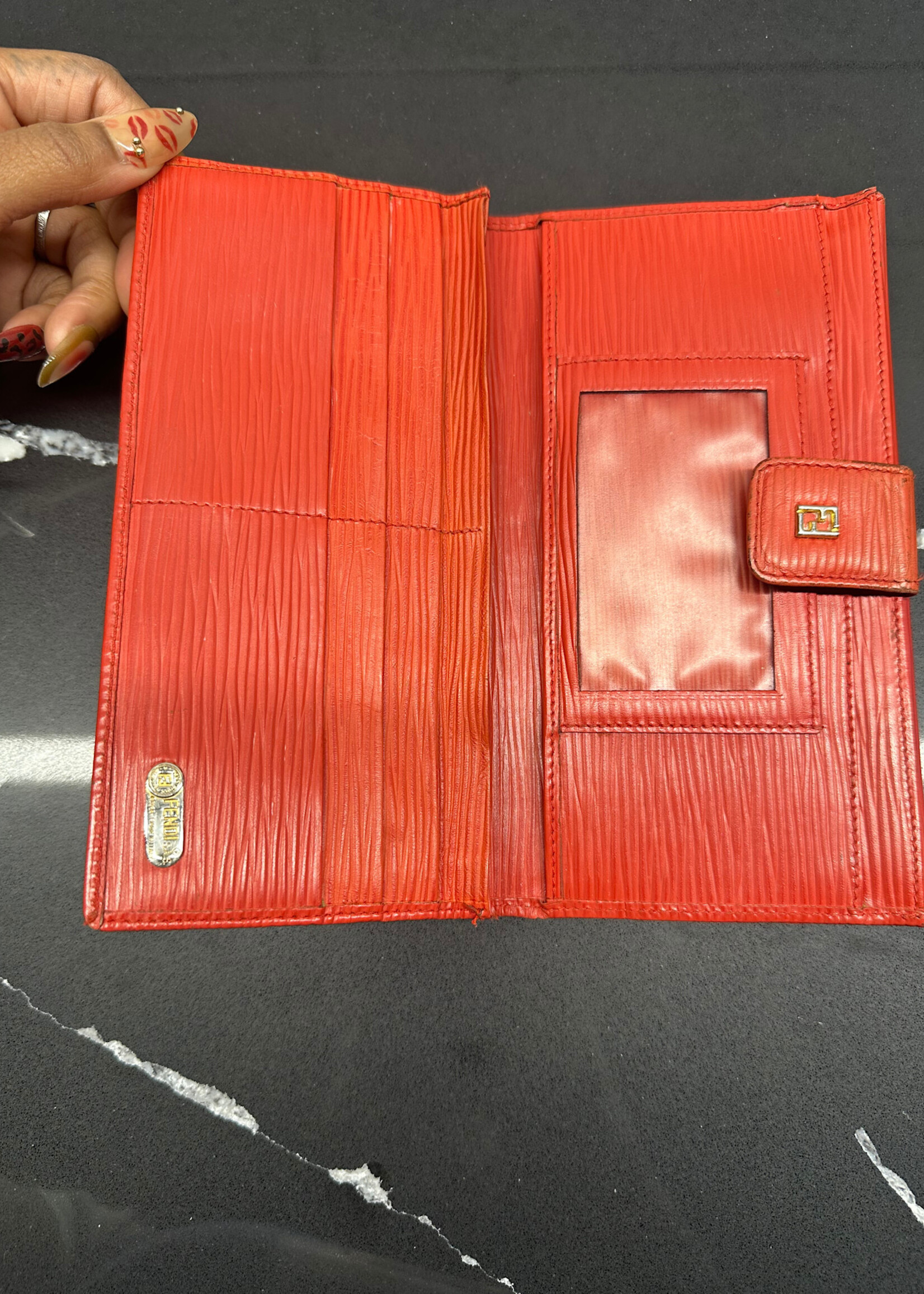 Vintage Fendi Red Epi Wallet