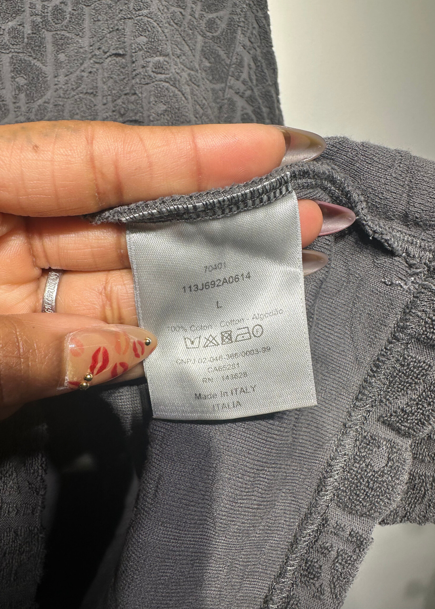 Dior Oblique Grey Towel T-Shirt Masc L AS IS