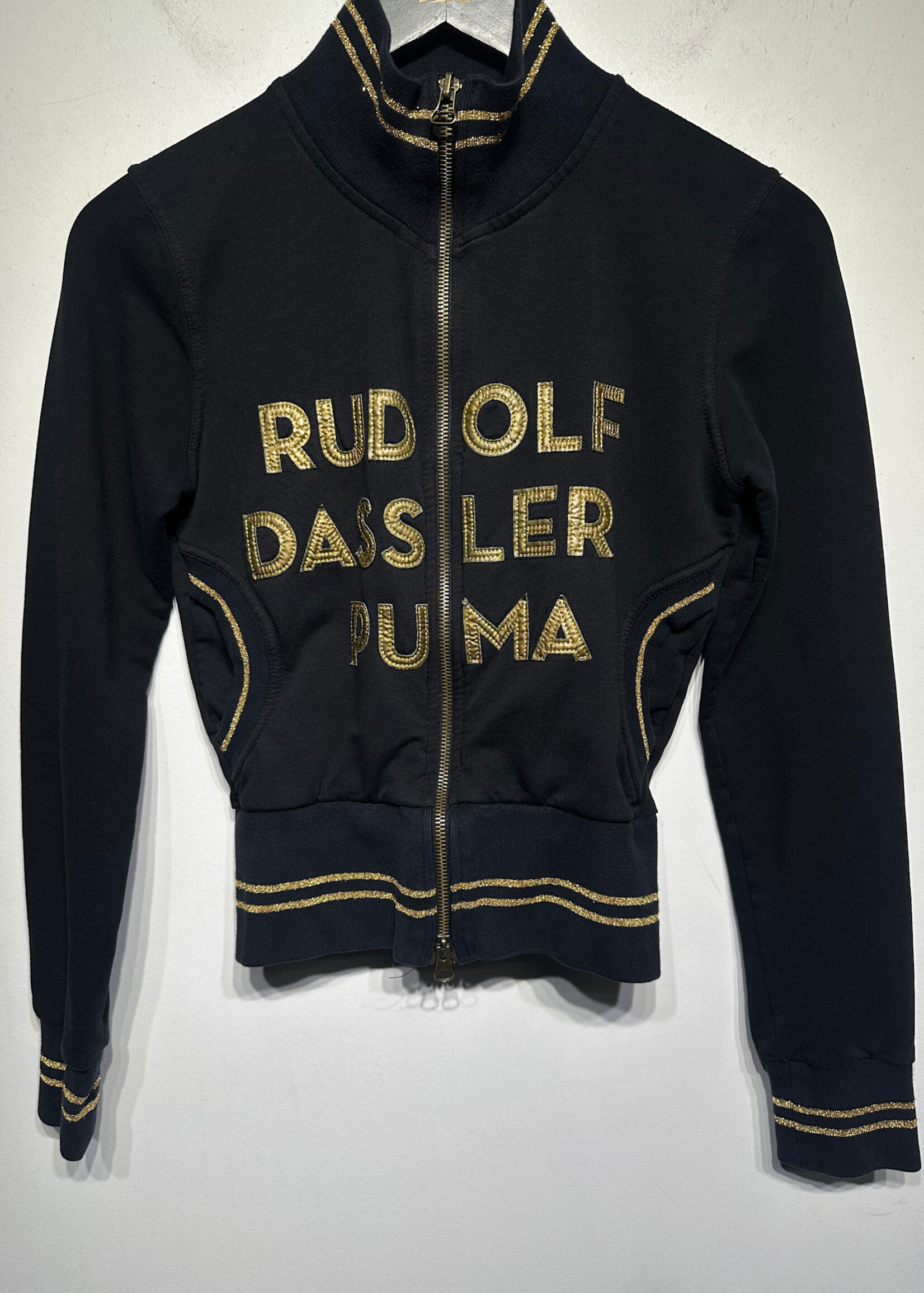 Y2K Puma Black Gold Track Jacket Fem S