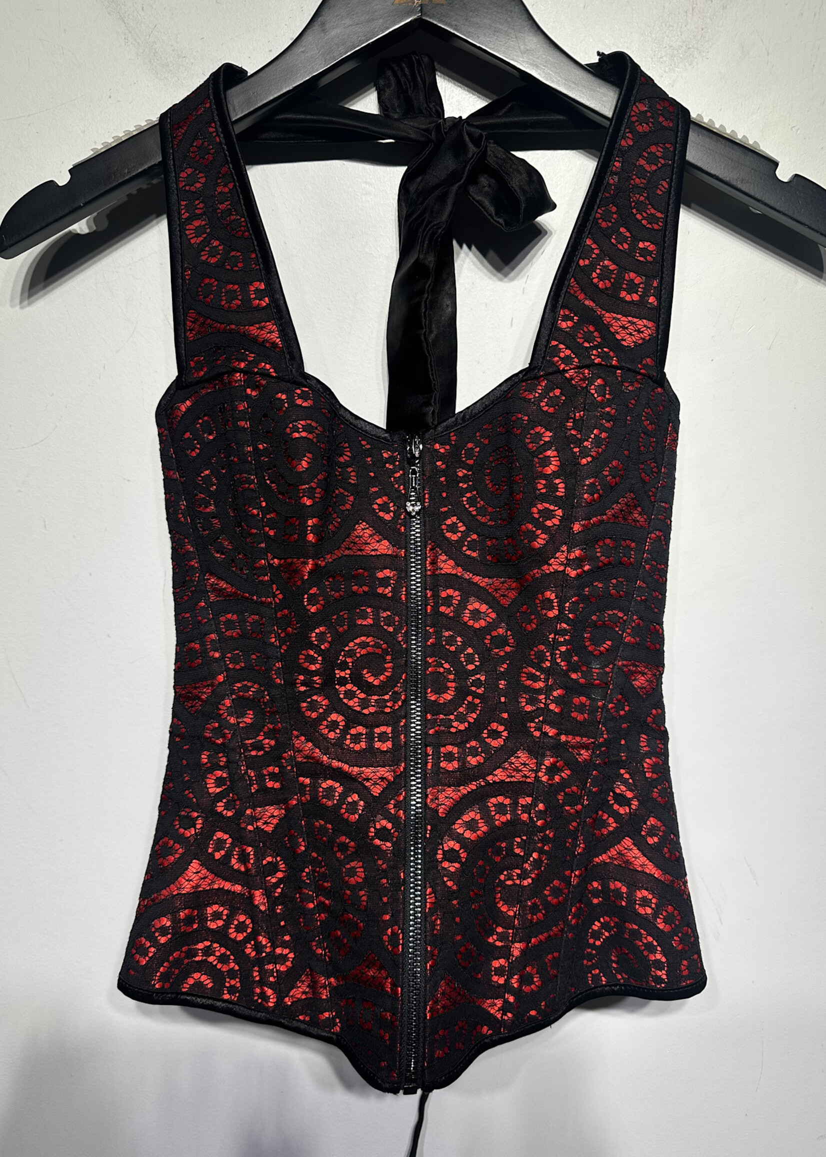 No Label Red Black Zip Corset S