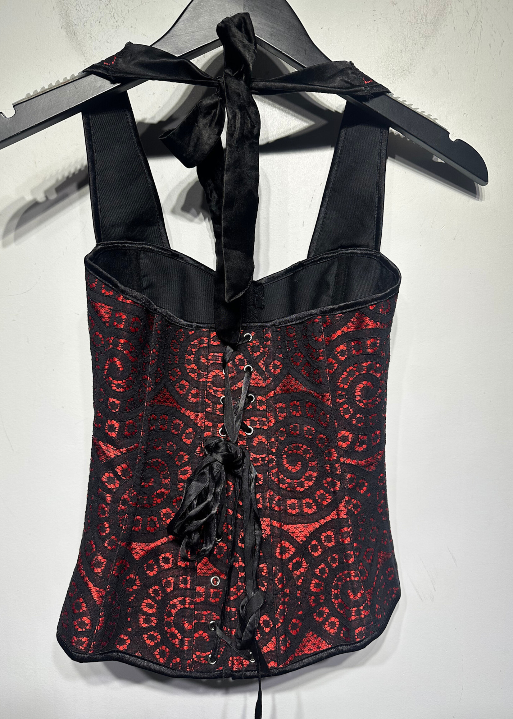 No Label Red Black Zip Corset S