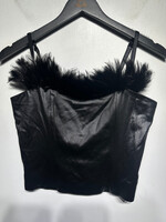 Cache Black Feather Trim Top S