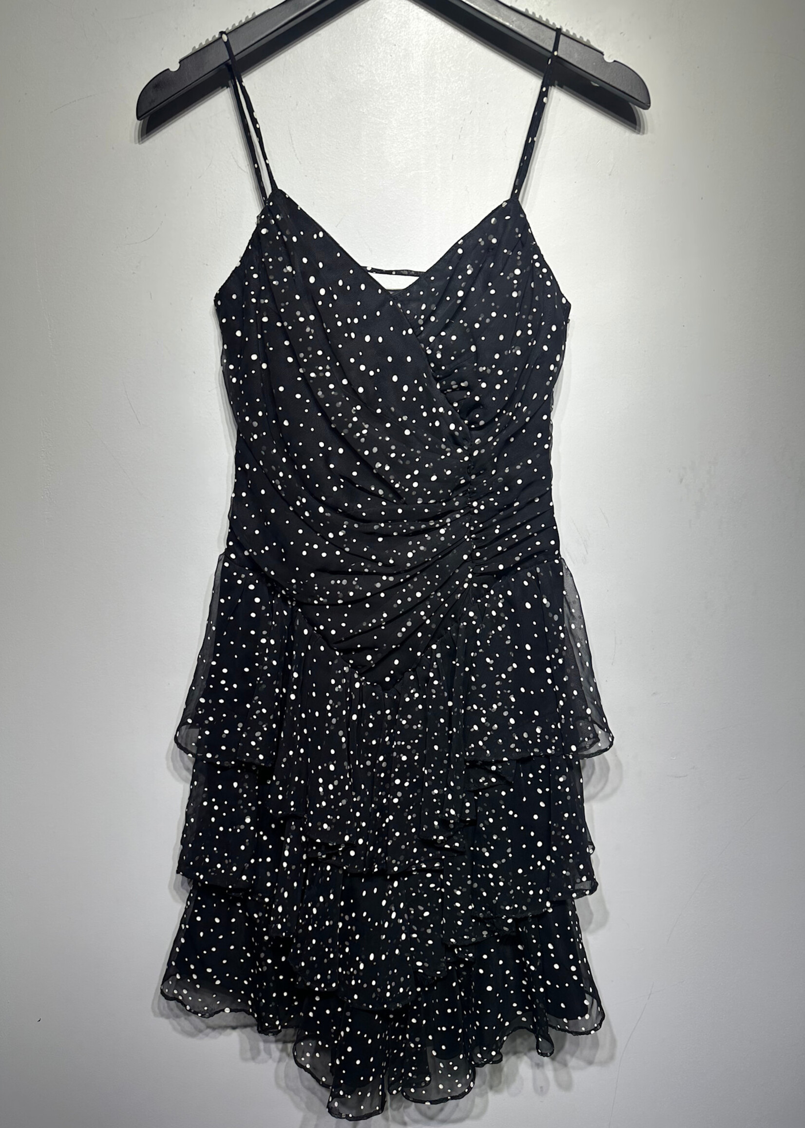 New Leaf Vintage Blk Wht Polka Dot Dress S