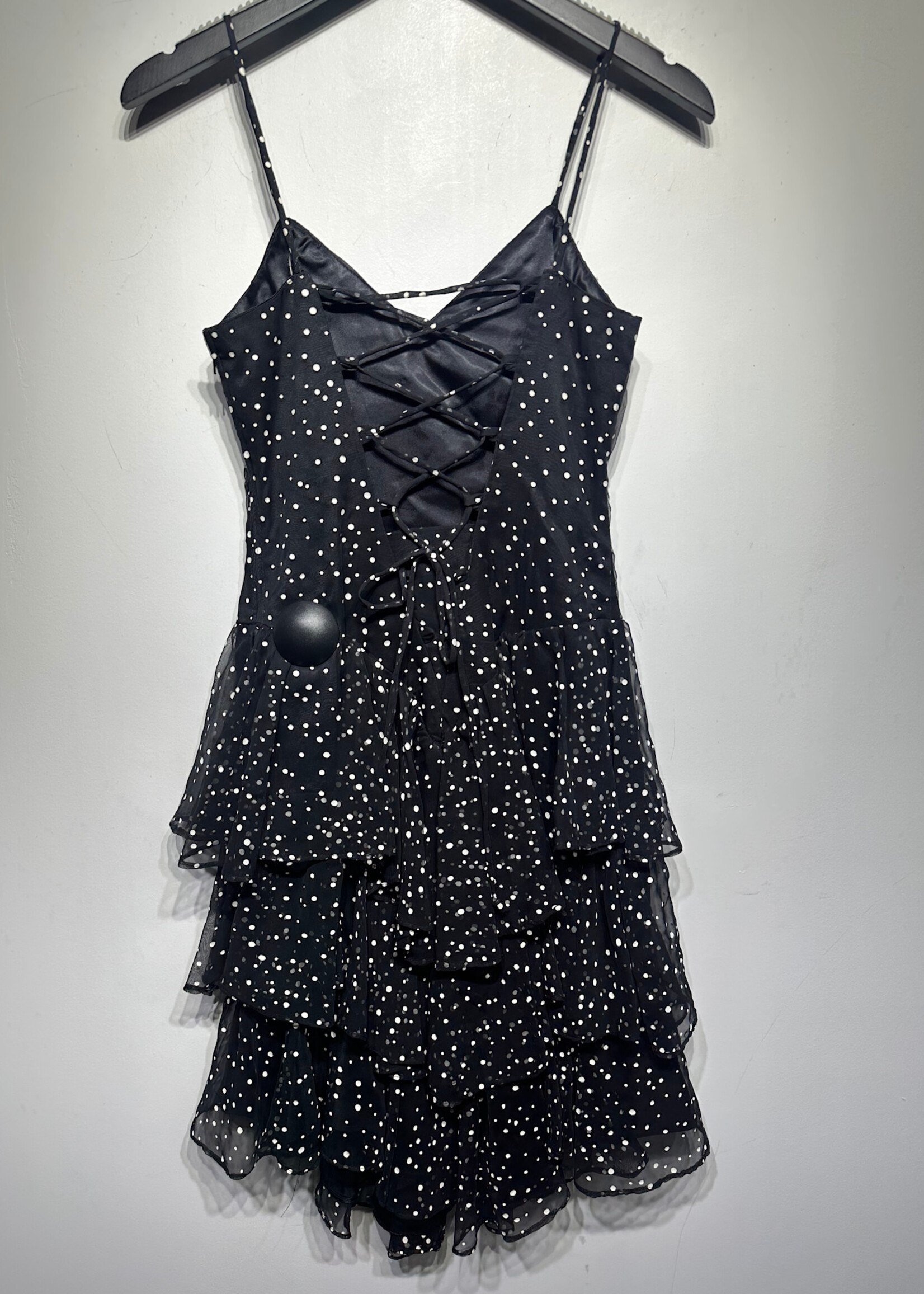 New Leaf Vintage Blk Wht Polka Dot Dress S