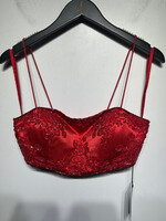 No Label Vintage Red Beaded Strap Top M/L