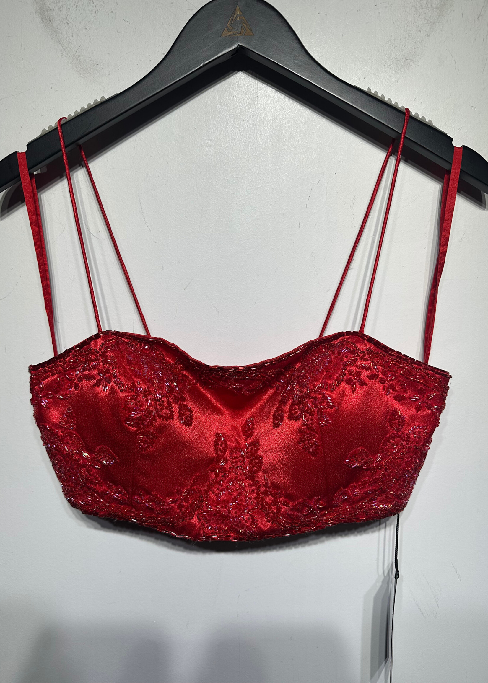 No Label Vintage Red Beaded Strap Top M/L