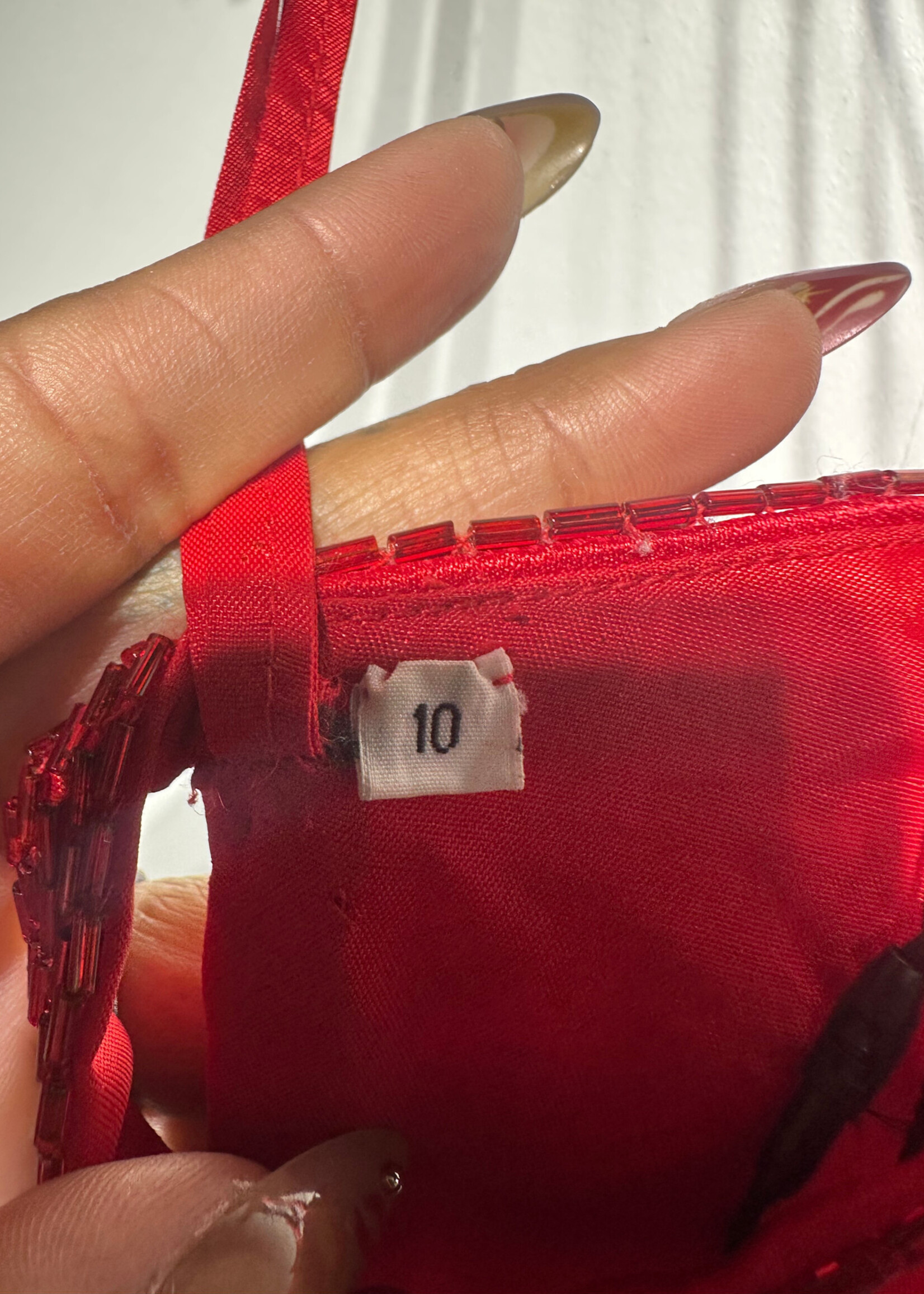 No Label Vintage Red Beaded Strap Top M/L