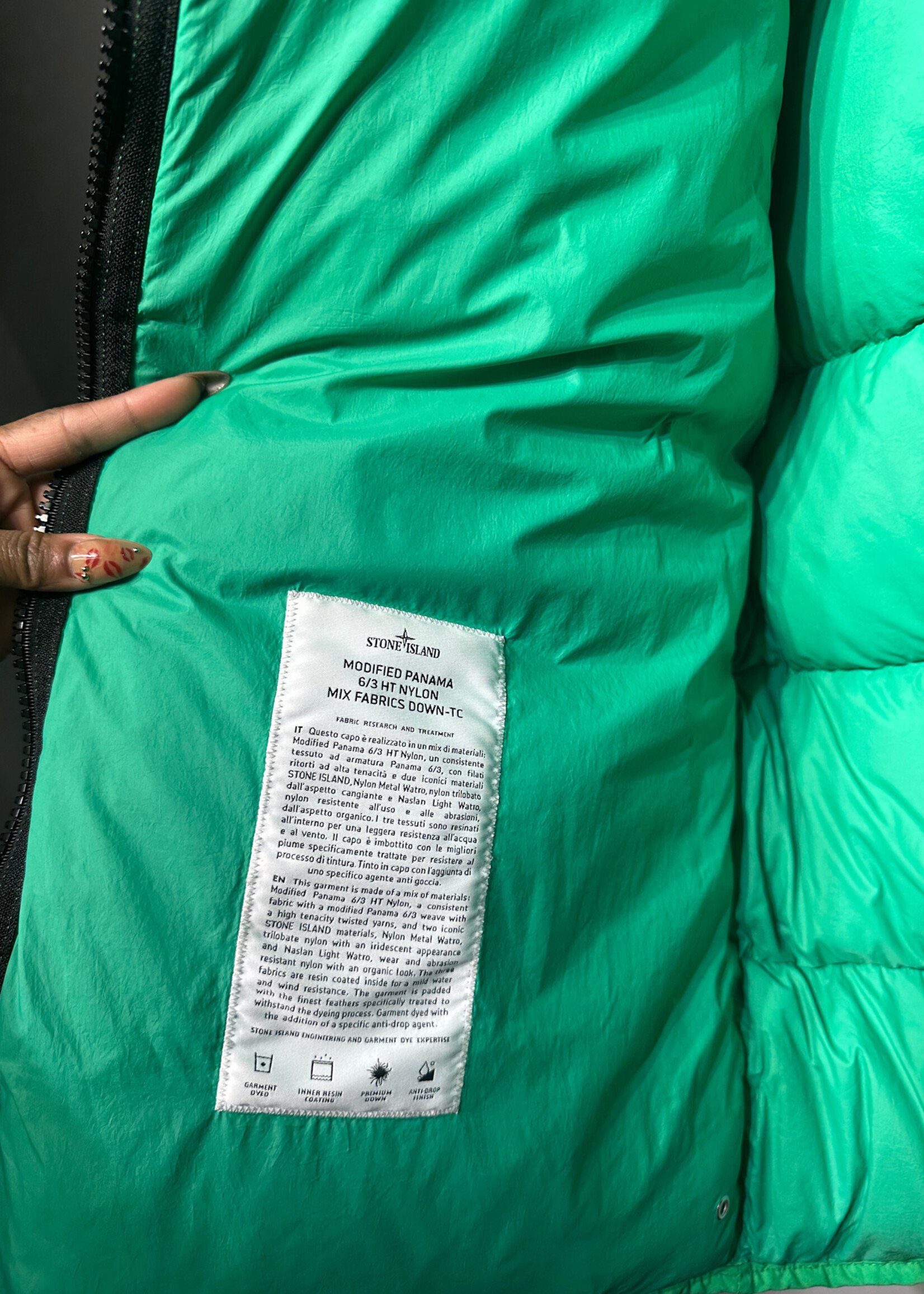 Stone Island Green Puffer Jacket Masc XL