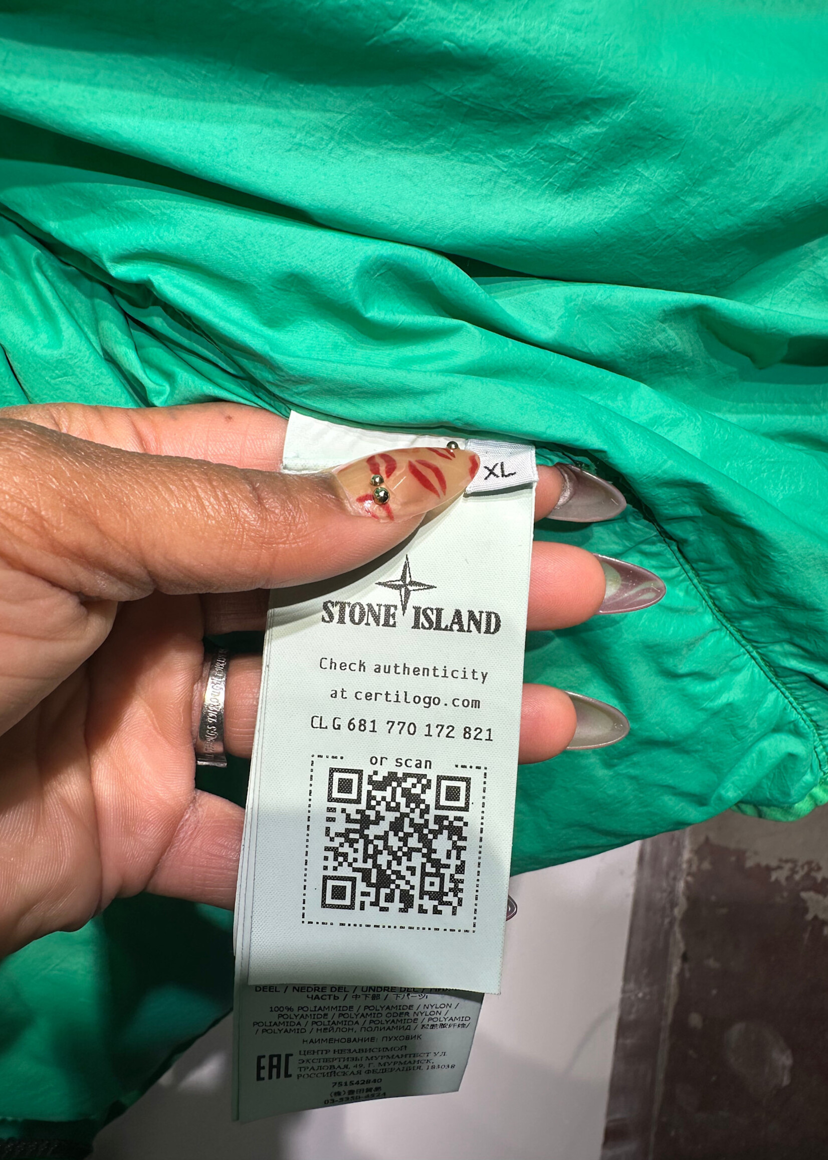 Stone Island Green Puffer Jacket Masc XL