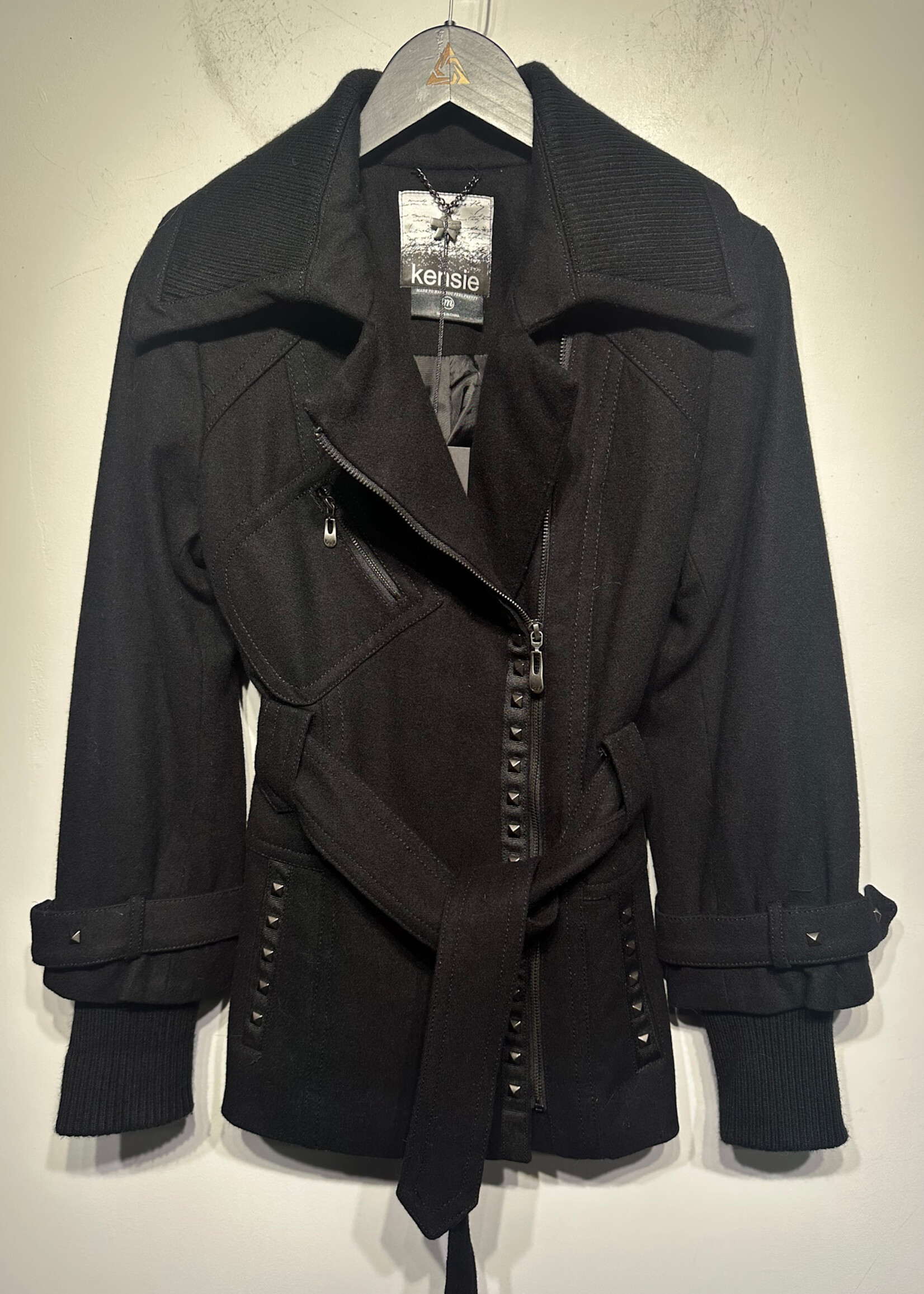 KENZIE BLACK SUEDE EMBELLISHED JACKET M