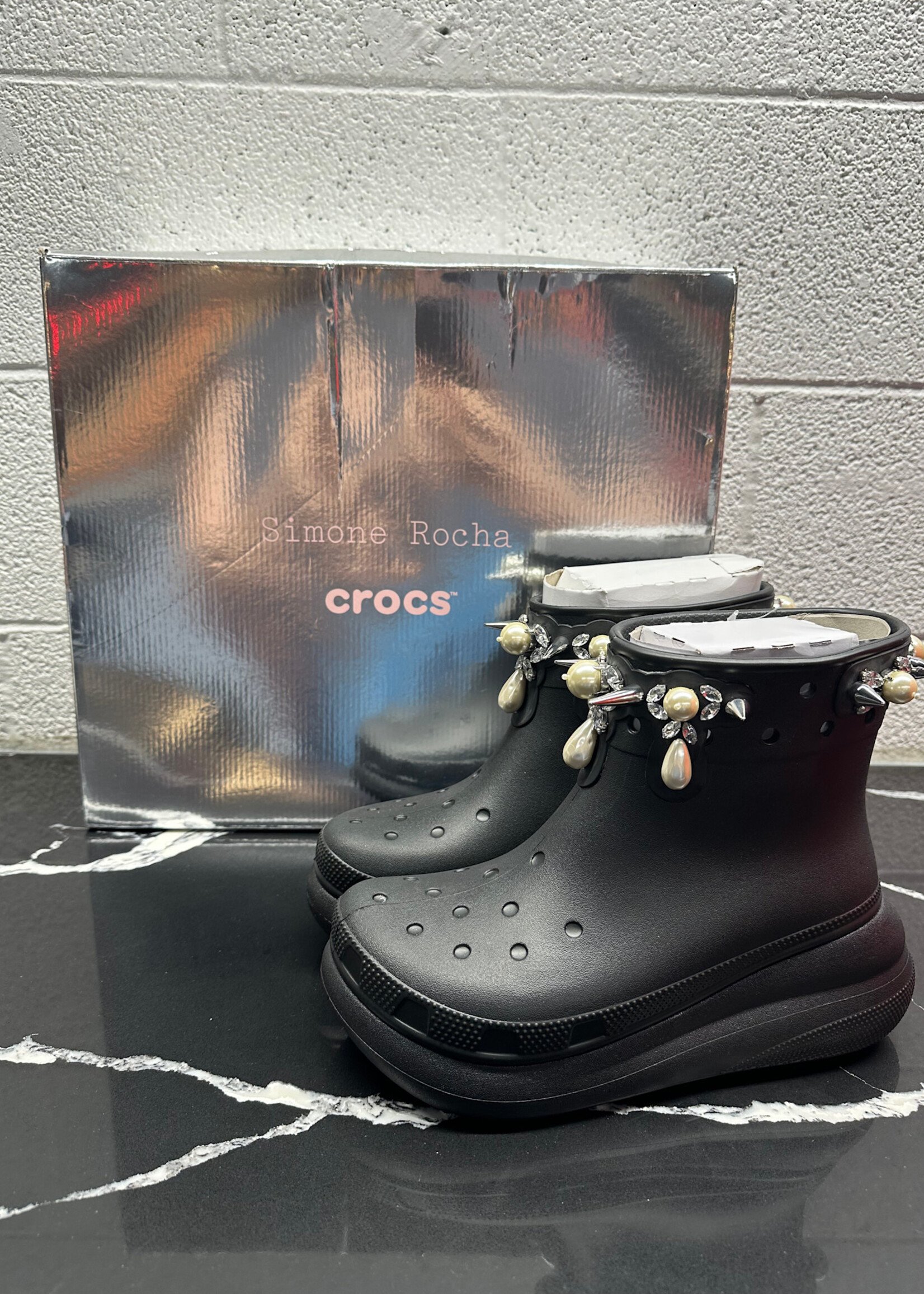 Simone Rocha Black Croc Boots Fem 8