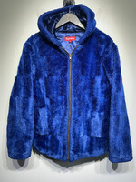 Supreme Faux Fur Blue Zip Hoodie M