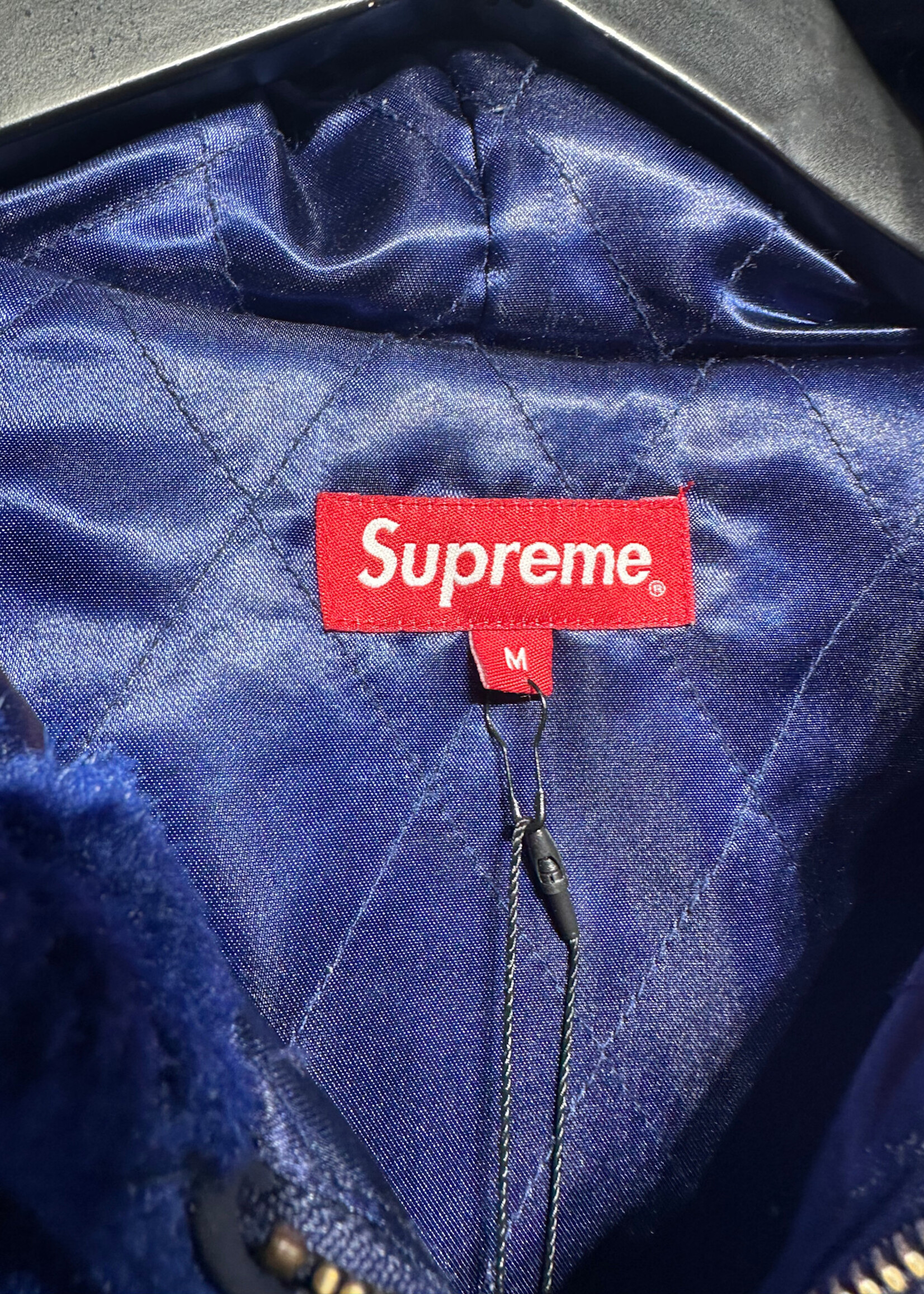 Supreme Faux Fur Blue Zip Hoodie M
