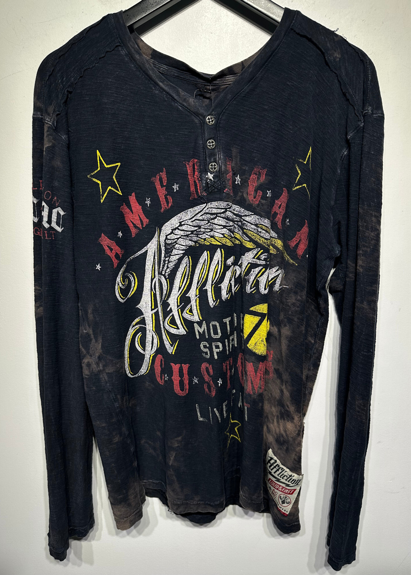 Affliction Black Henley LS L