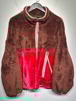 NWT UGG Brown Red Fleece Jacket Fem M