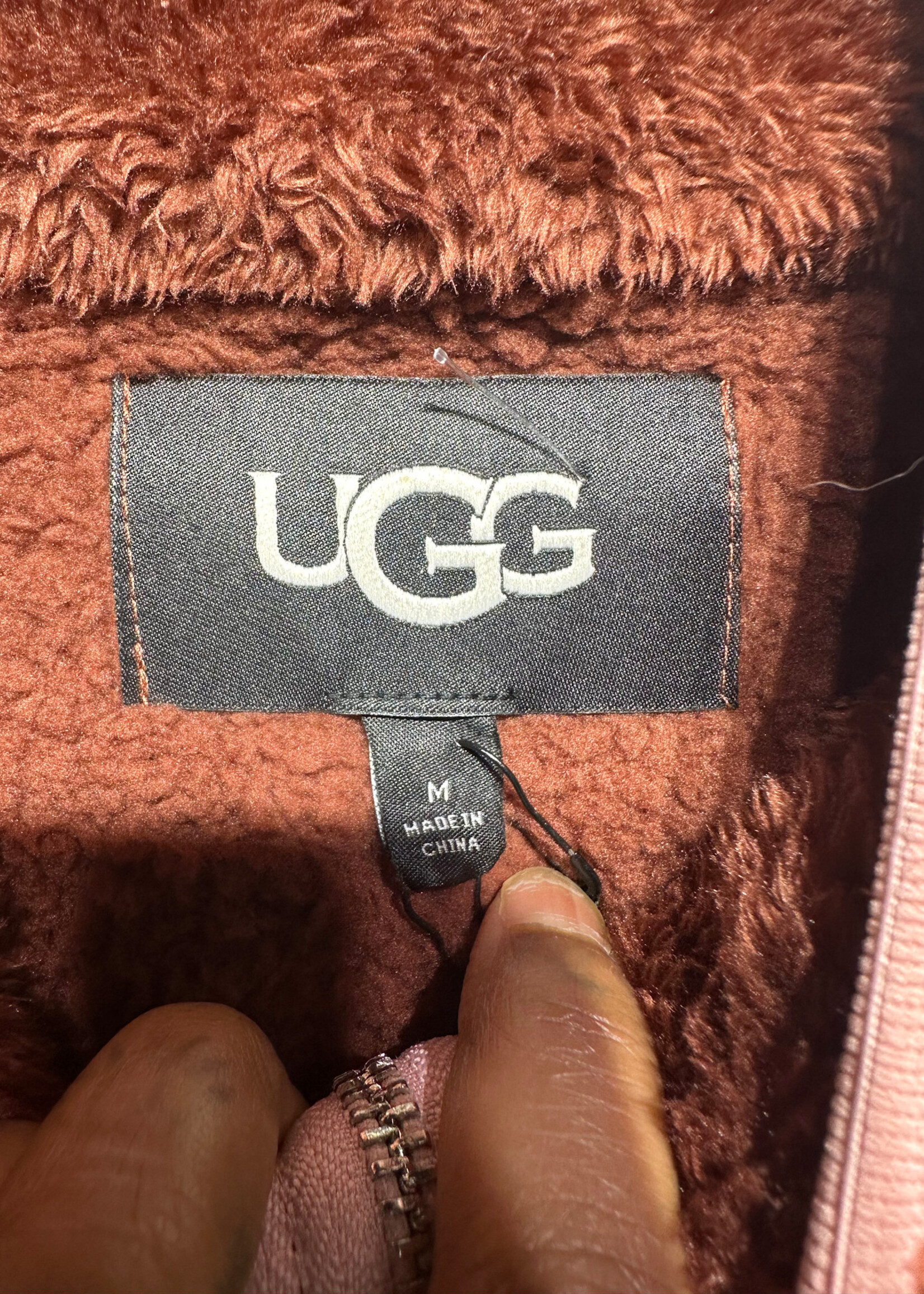 NWT UGG Brown Red Fleece Jacket Fem M