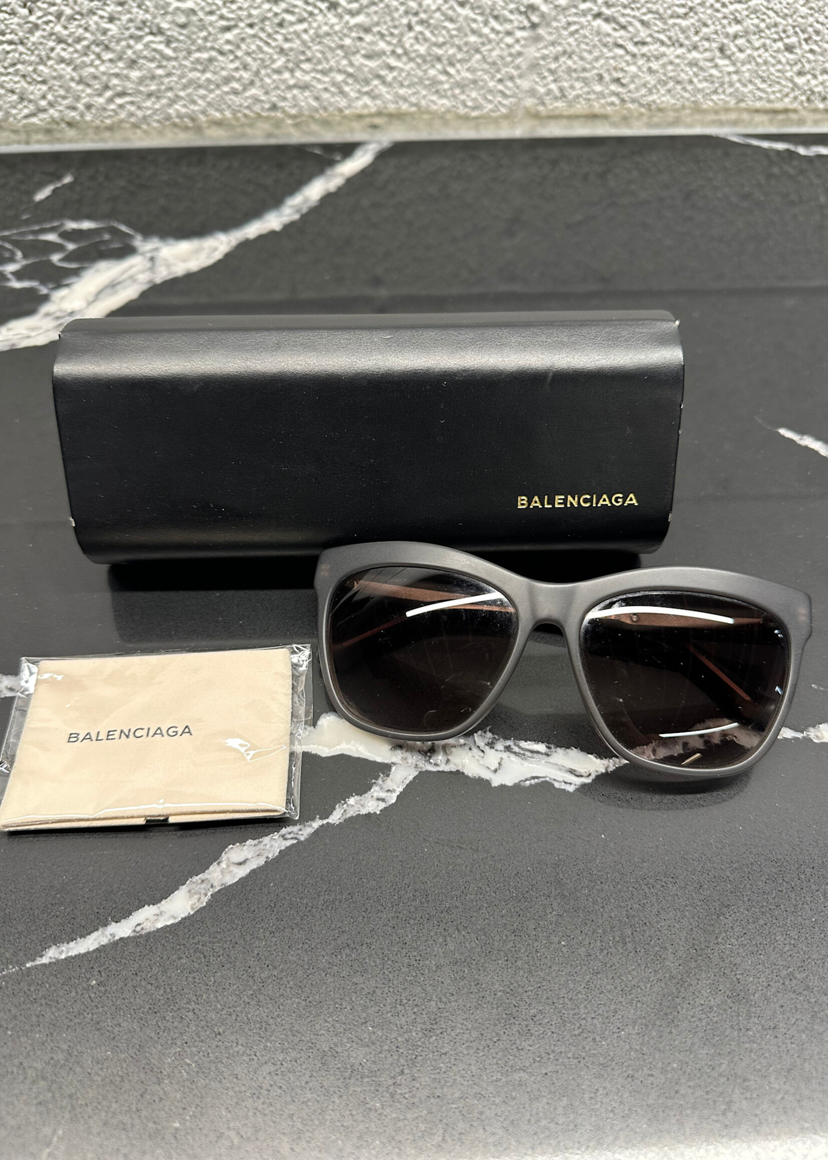Balenciaga Gray Frame Sunglasses With Case OS