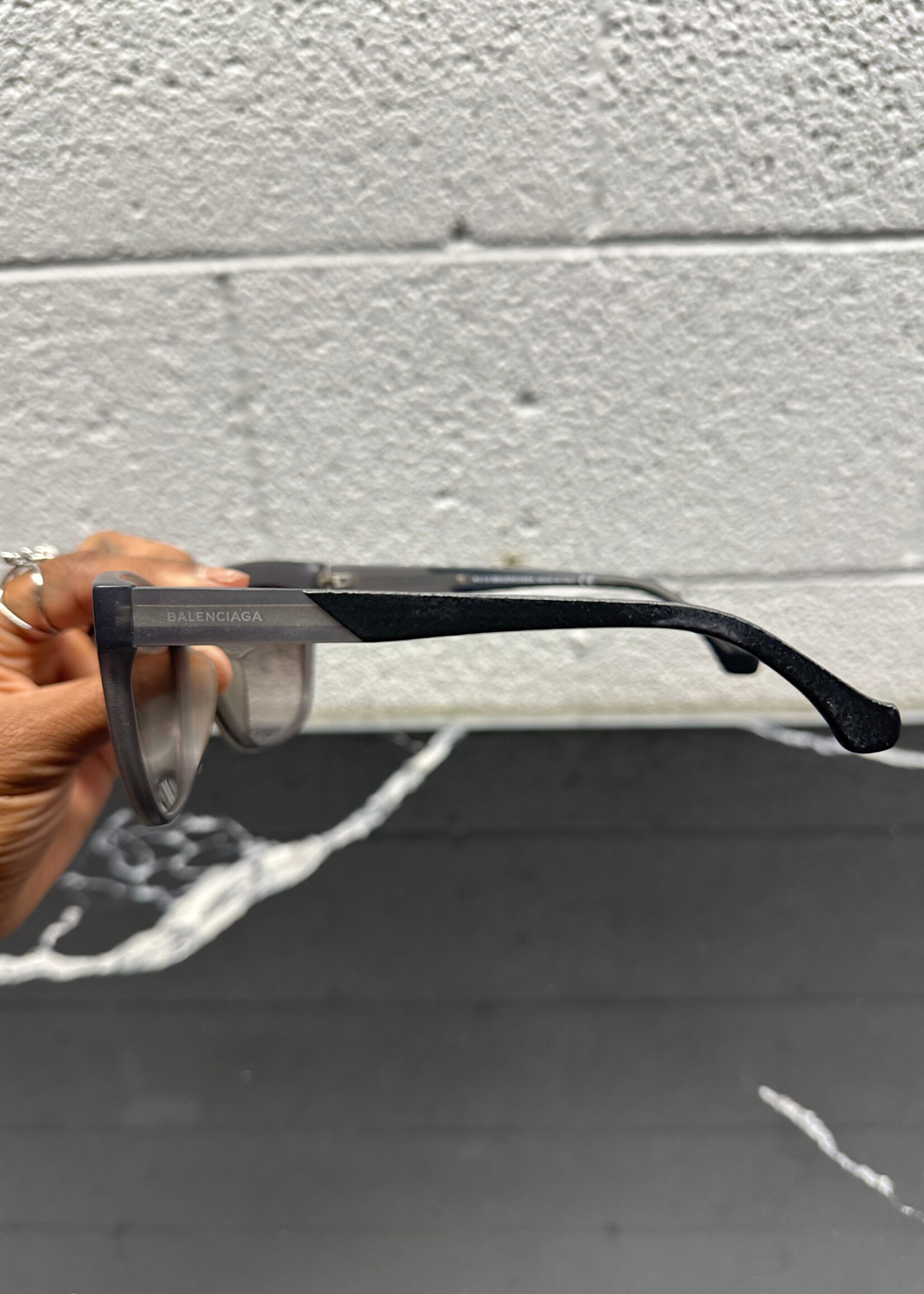 Balenciaga Gray Frame Sunglasses With Case OS
