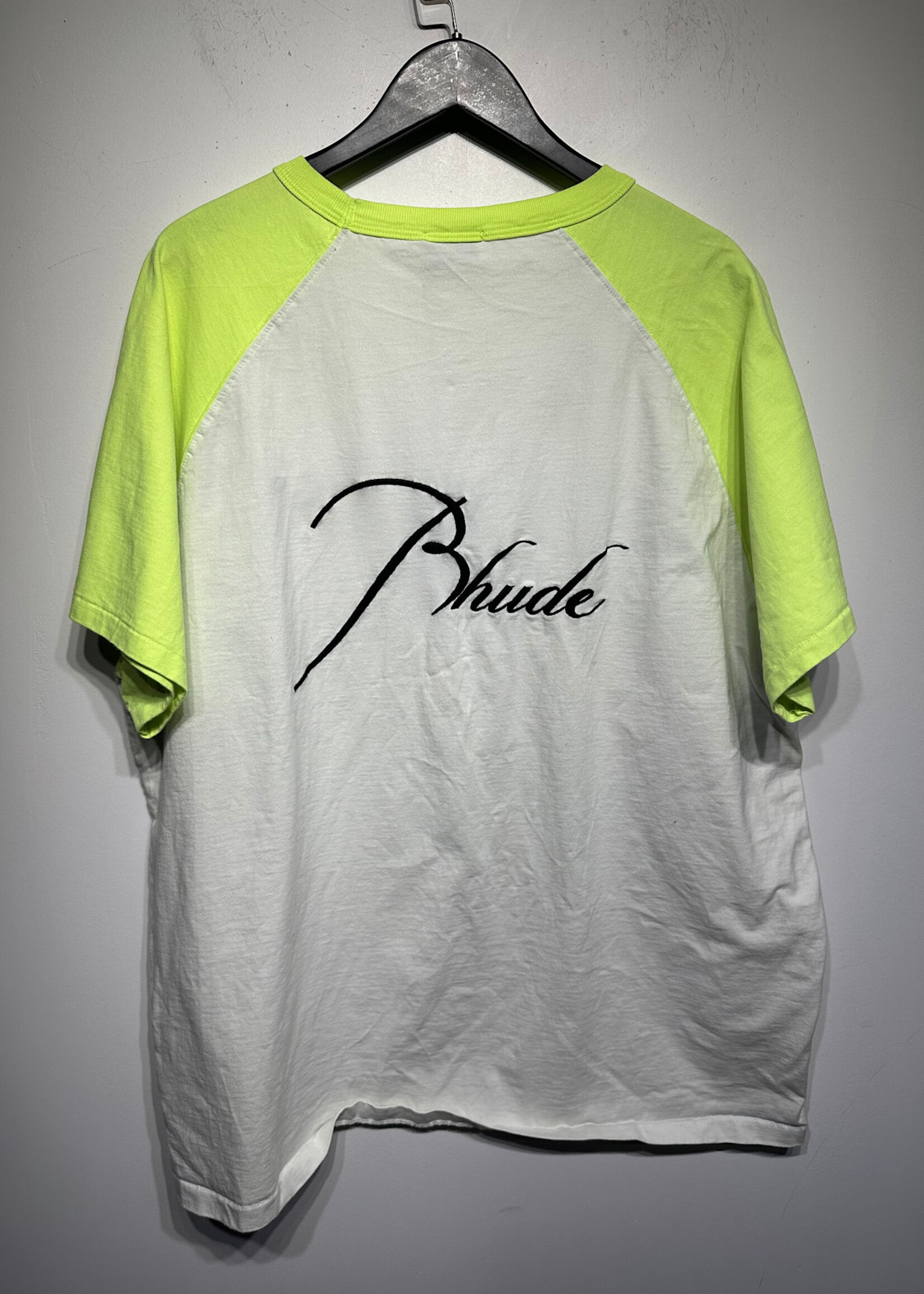Rhude White Green Baseball Tee AS IS Masc XL