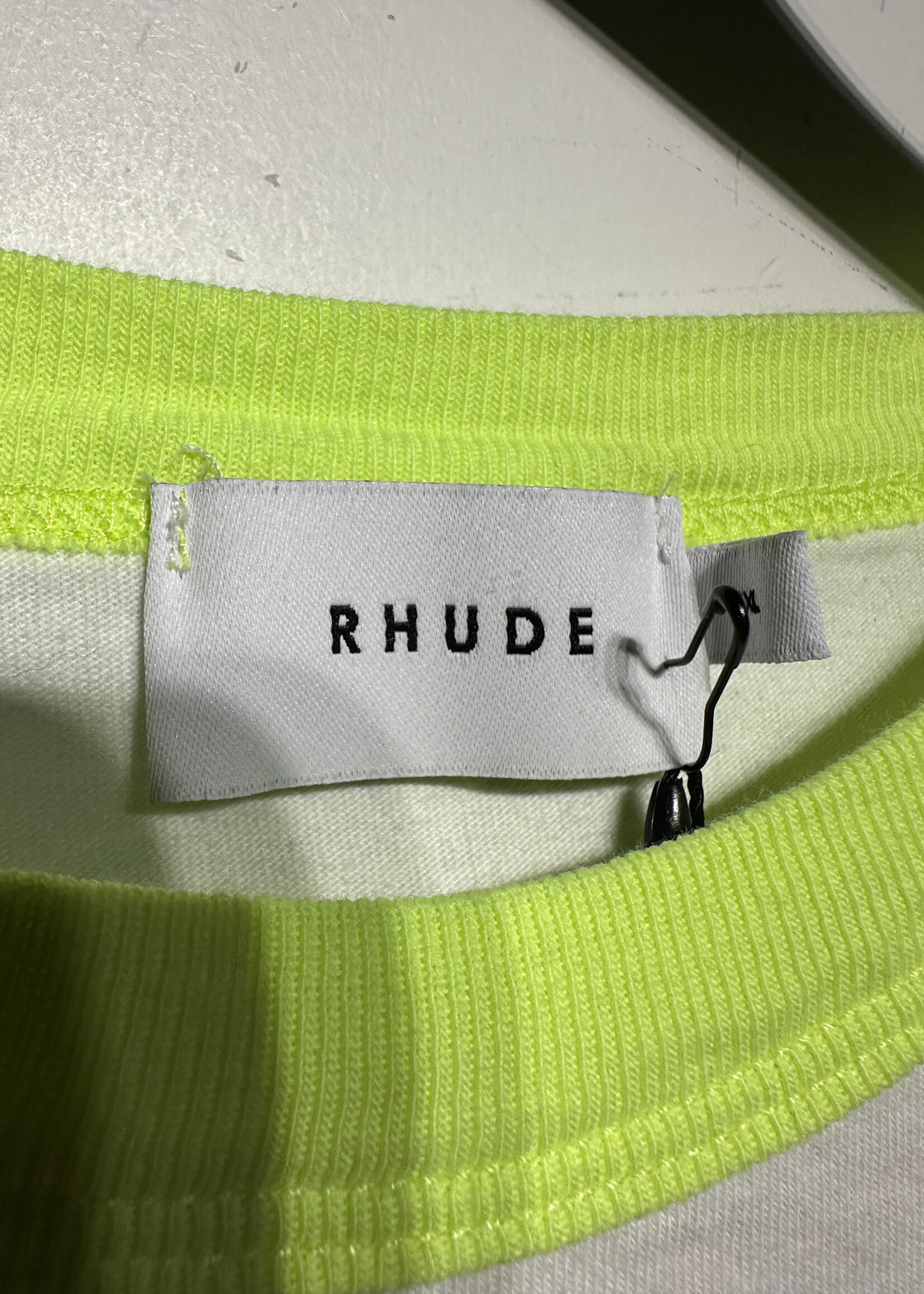 Rhude White Green Baseball Tee AS IS Masc XL