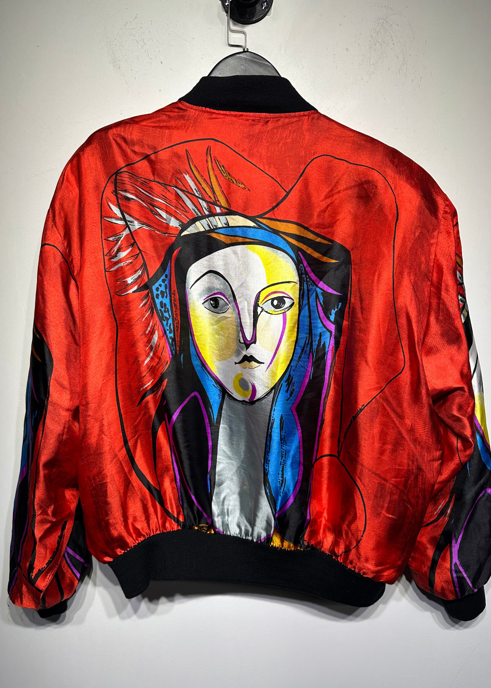 Vintage Picasso Style Silk Bomber Masc L