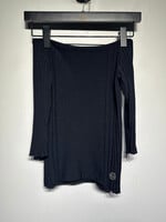 Vintage Versace V2 Black Ribbed 3/4 Top Fem XS/S