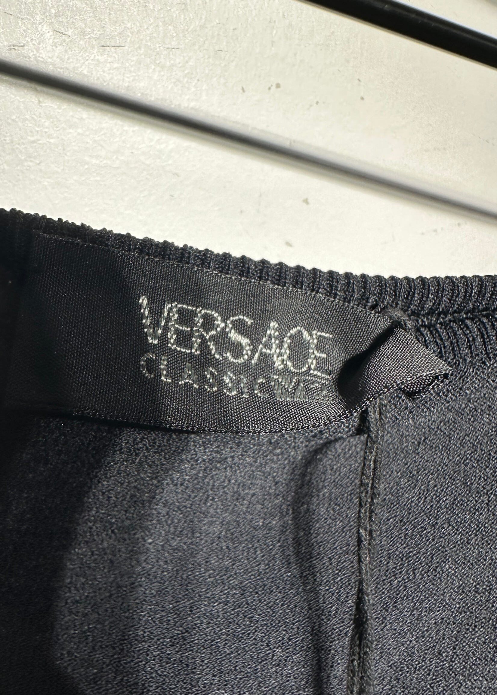 Vintage Versace V2 Black Ribbed 3/4 Top Fem XS/S