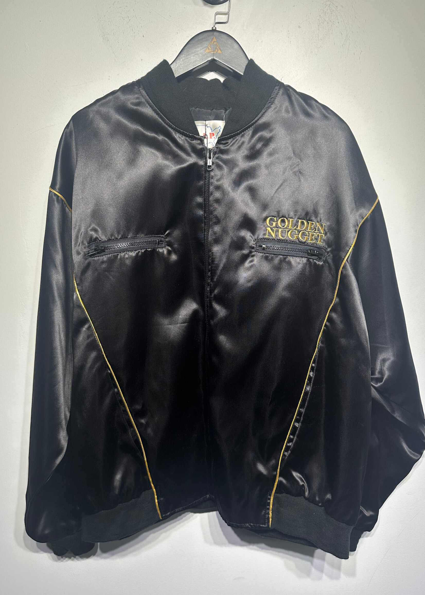 Golden Nugget Vintage Black Satin Jacket Masc 3XL