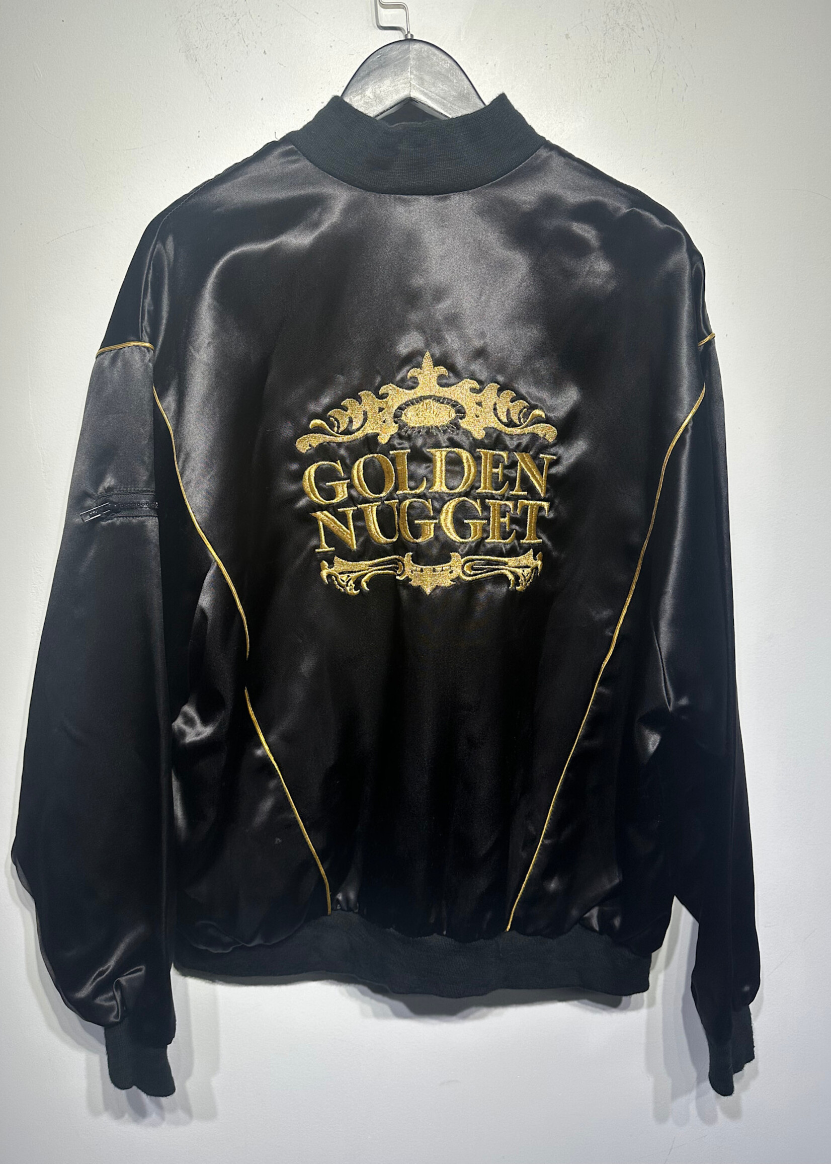 Golden Nugget Vintage Black Satin Jacket Masc 3XL