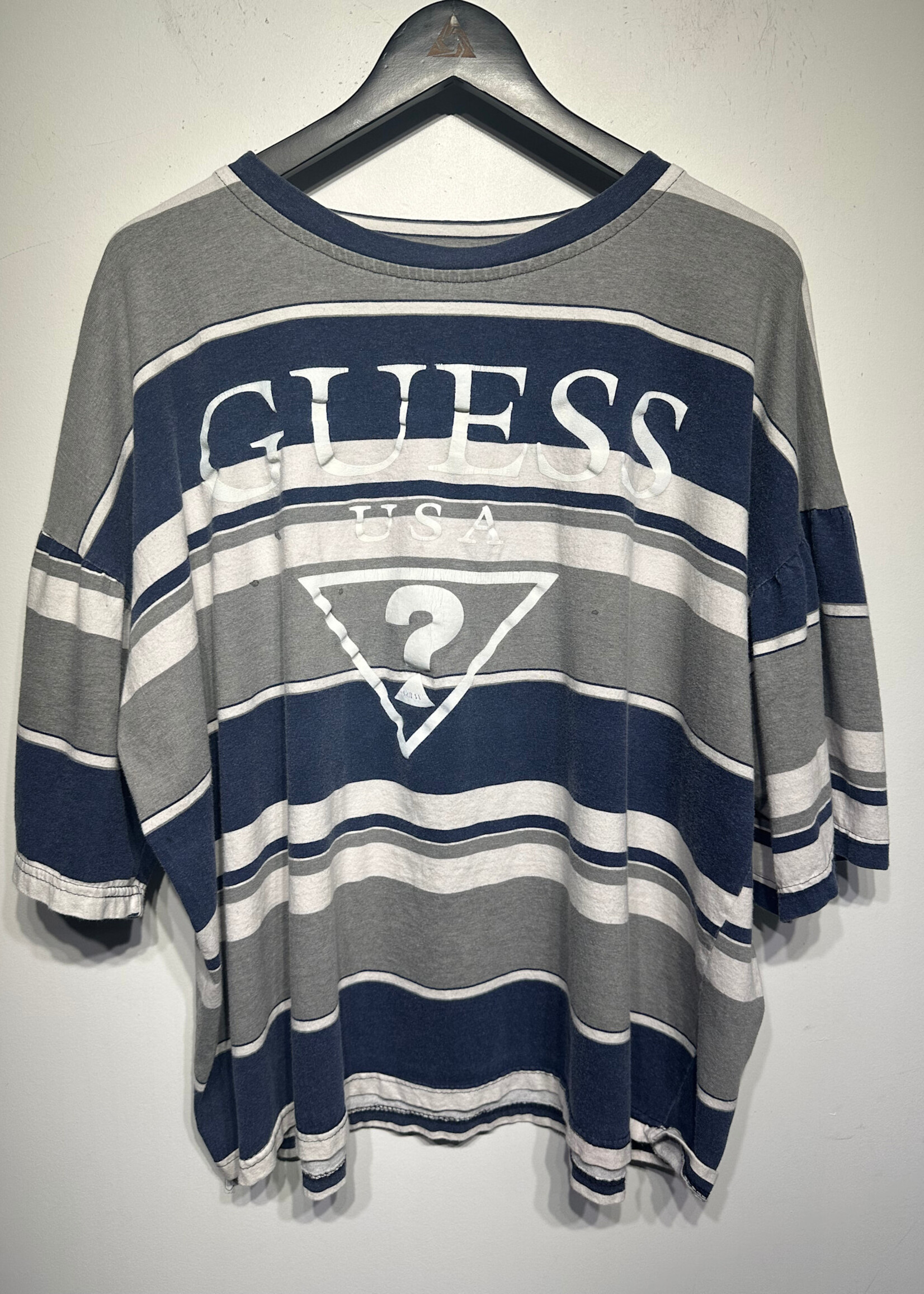 Vintage Guess Blue White Striped Tee XL AS IS