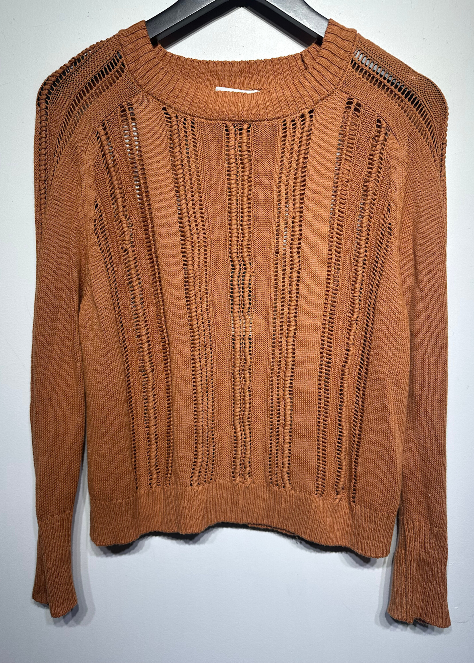 27 Miles Orange Open Knit Sweater Fem M