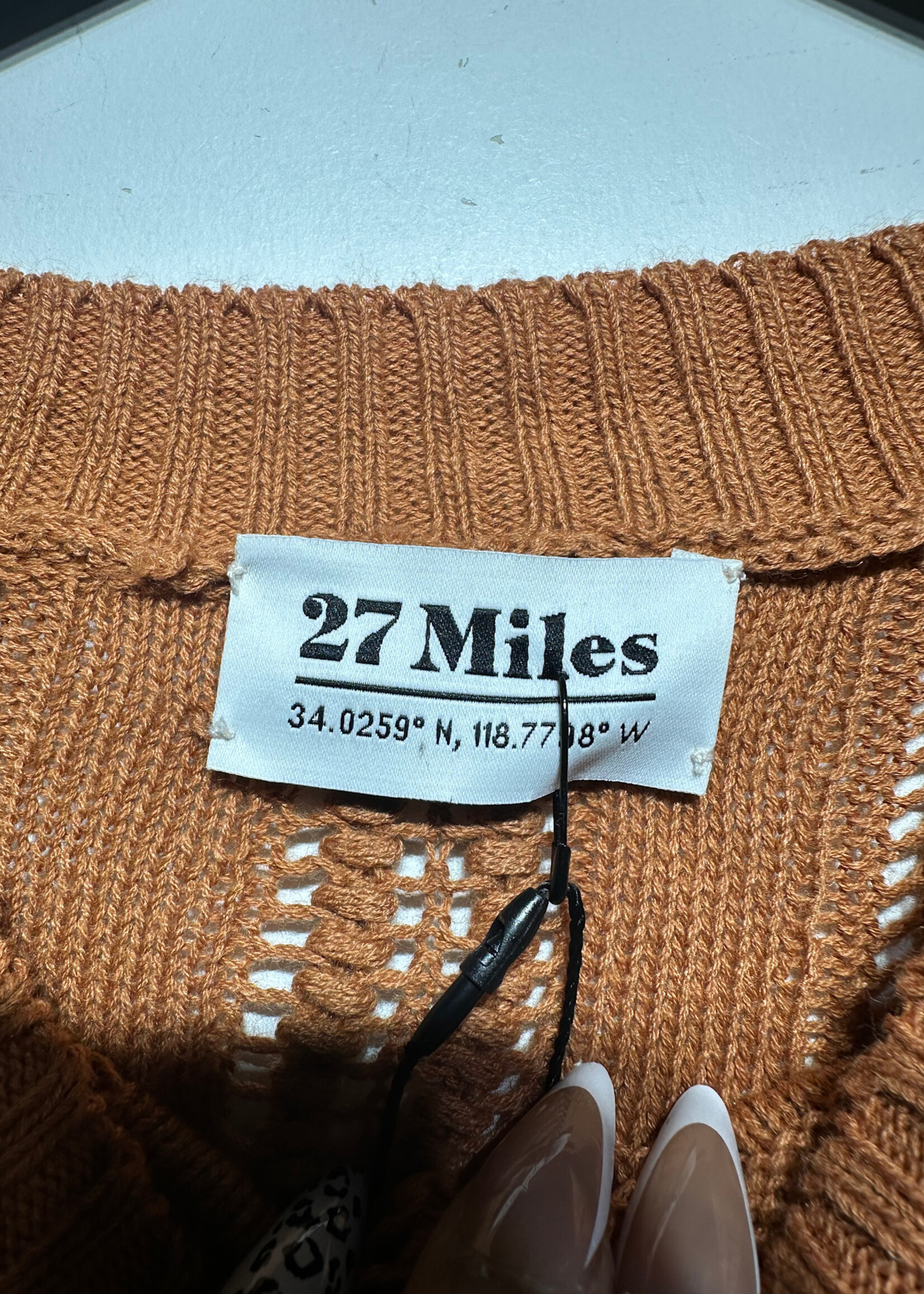 27 Miles Orange Open Knit Sweater Fem M