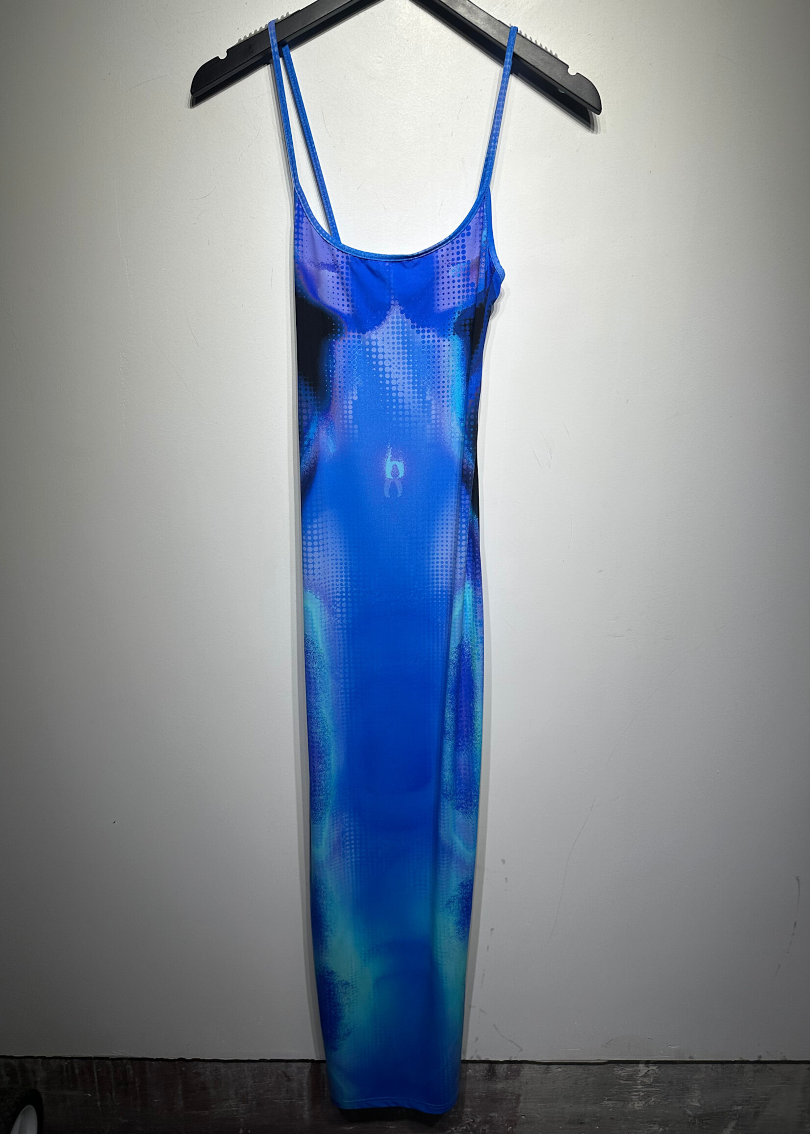 White Fox Blue Multicolor Tank Dress XS