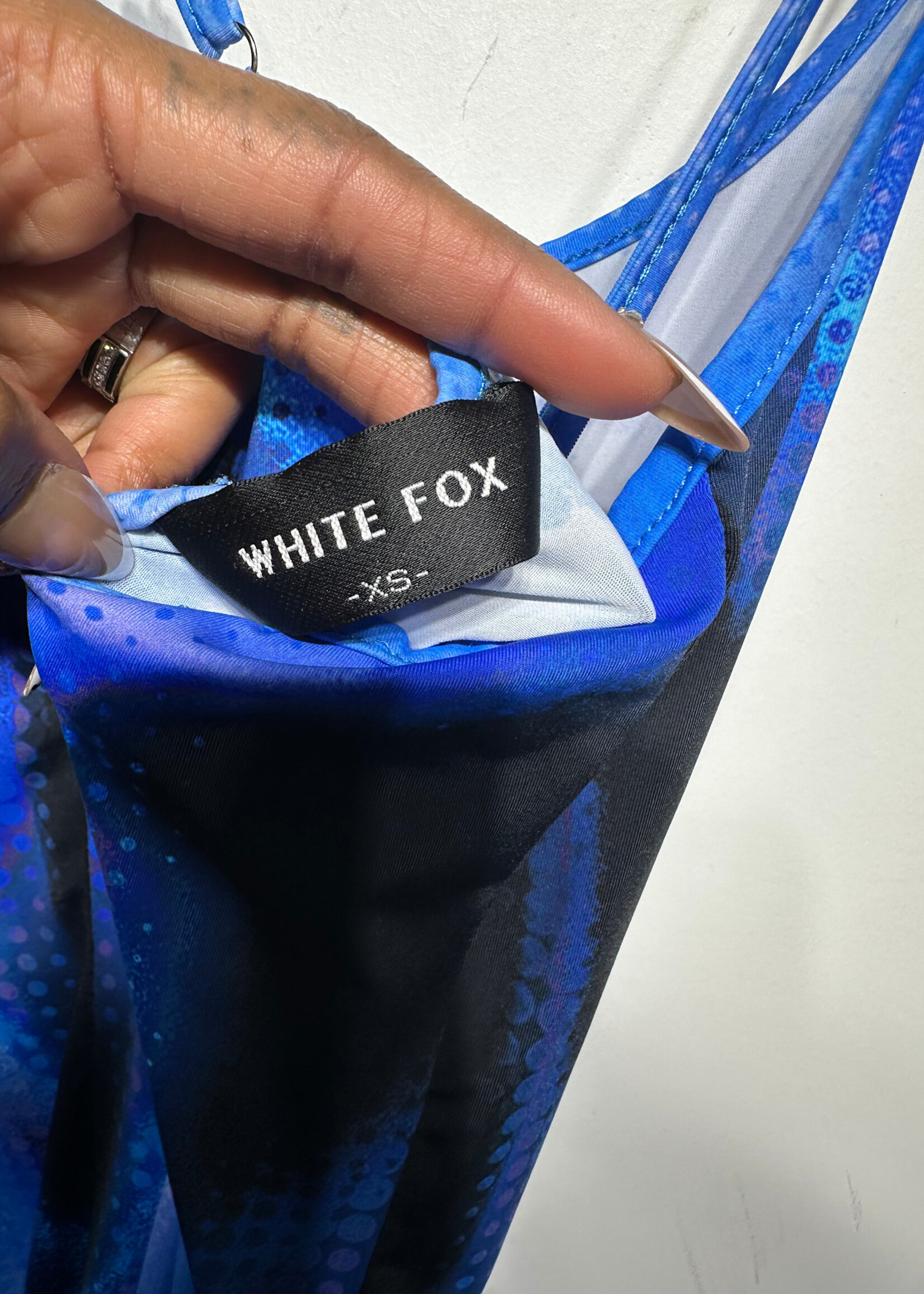 White Fox Blue Multicolor Tank Dress XS