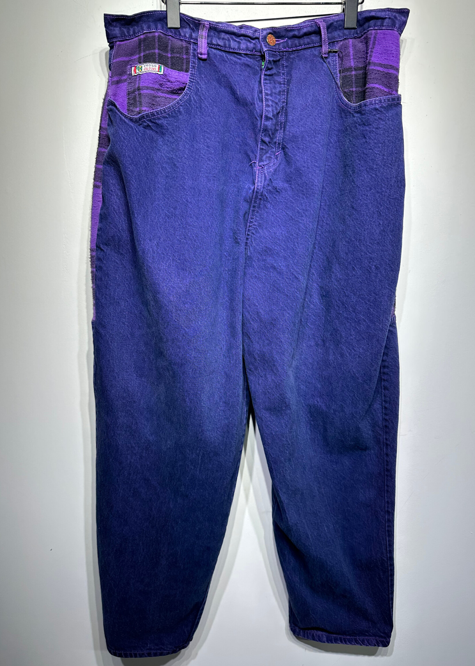 Cross Colors Purple Flannel Backed Denim Masc 36"