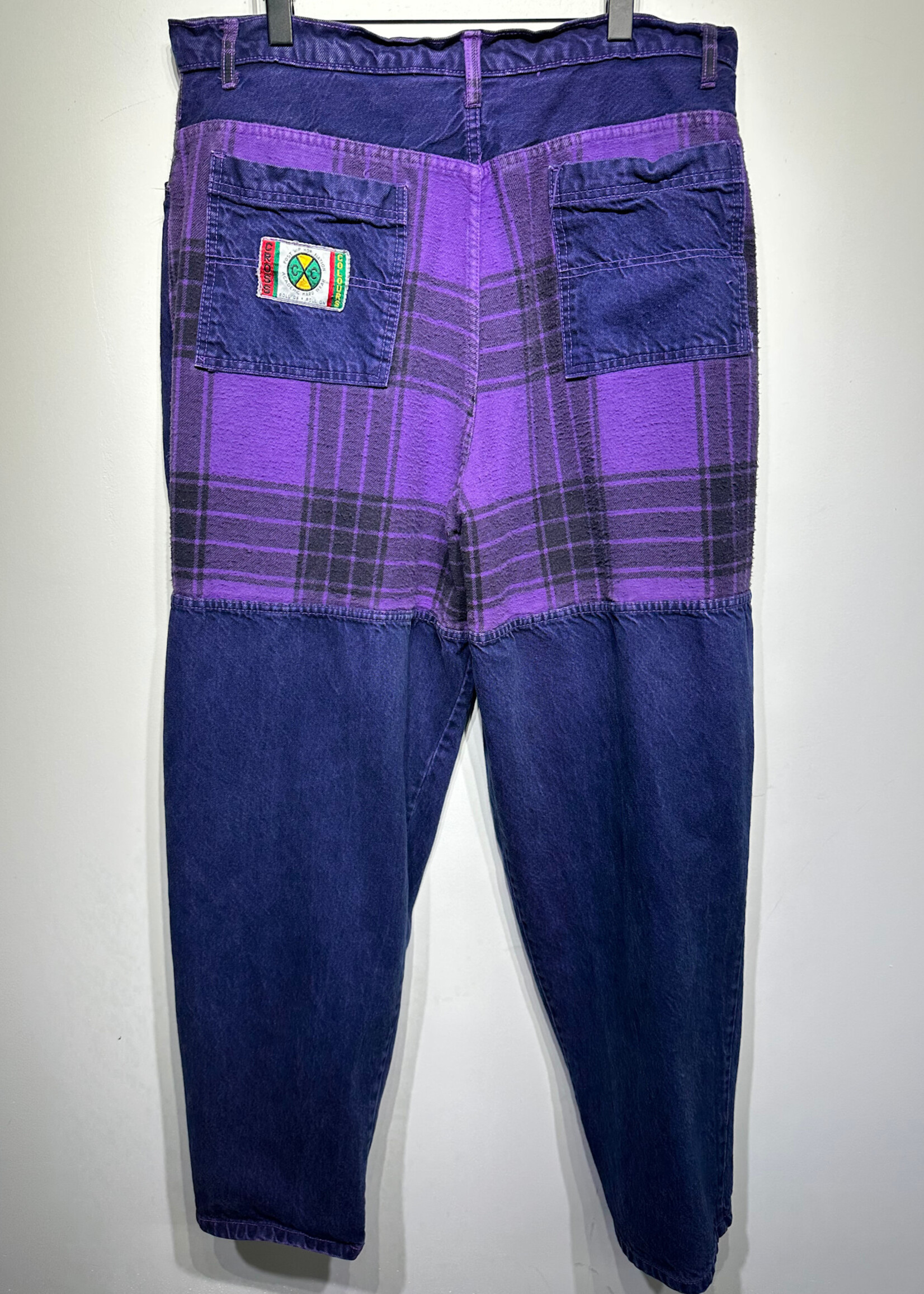 Cross Colors Purple Flannel Backed Denim Masc 36"