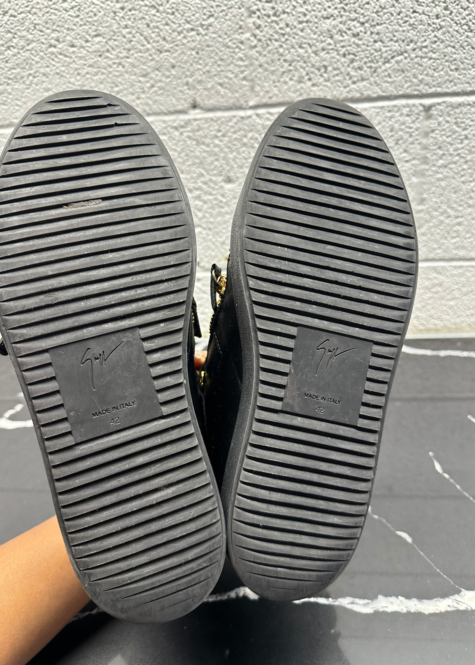 Giuseppe Zanotti Black Gold Leather Shoes 9