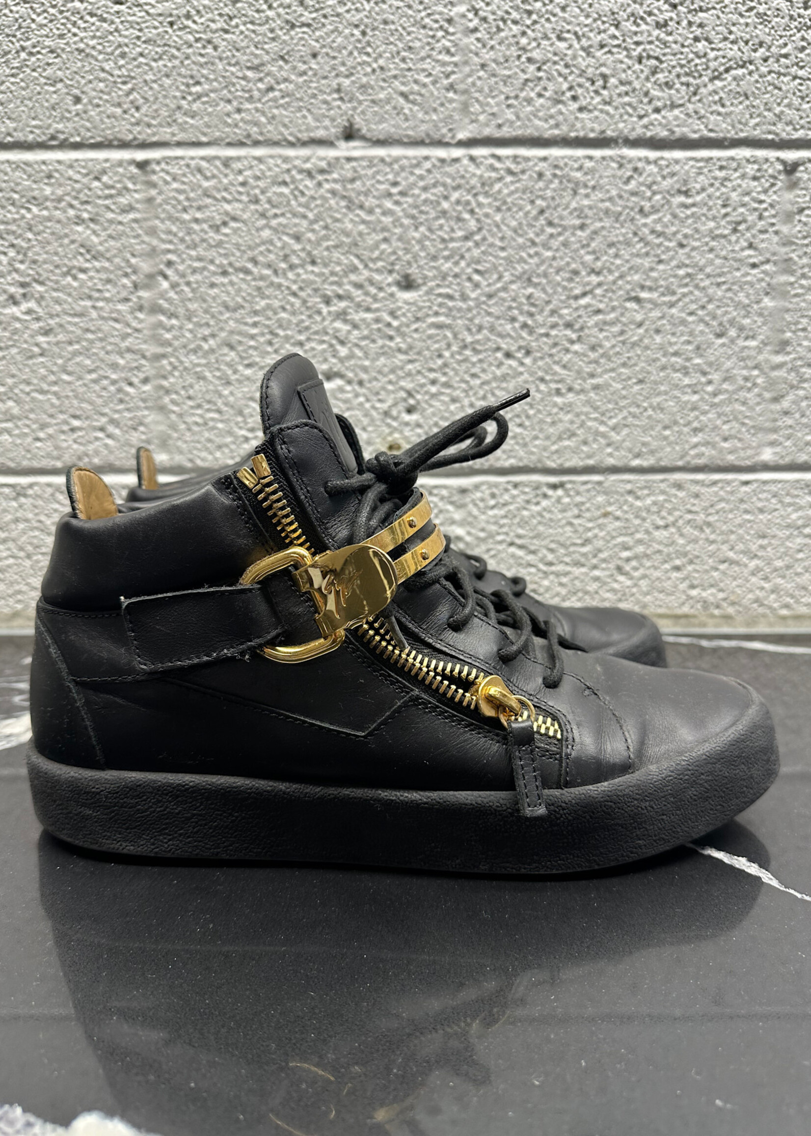 Giuseppe Zanotti Black Gold Leather Shoes 9