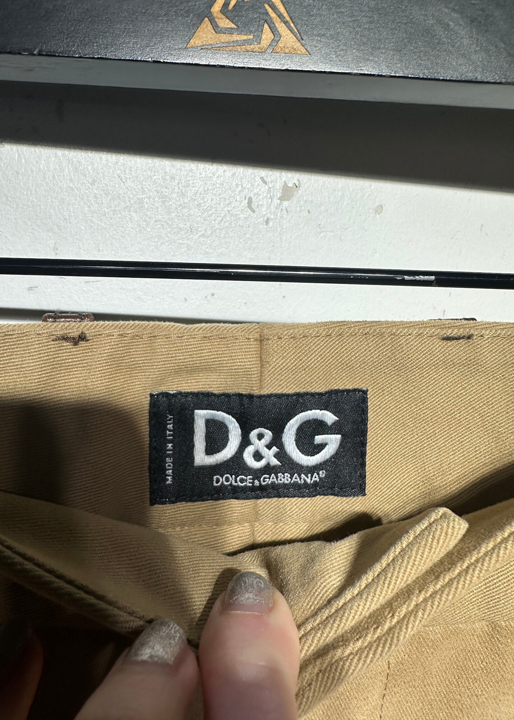 D&G Y2K Tan Leather Trim Trouser Fem 27