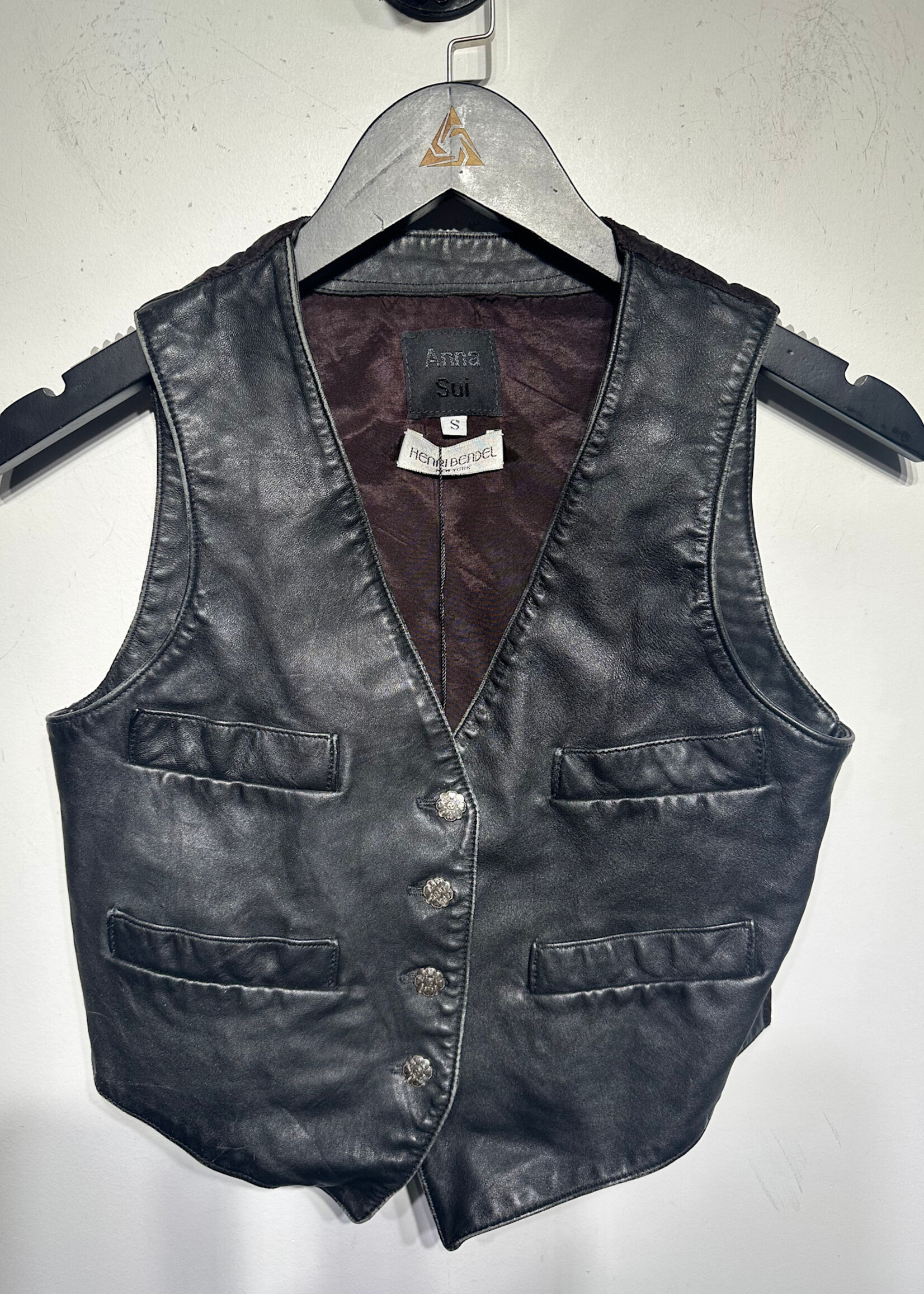 Henri Bendel Black Leather Vest S